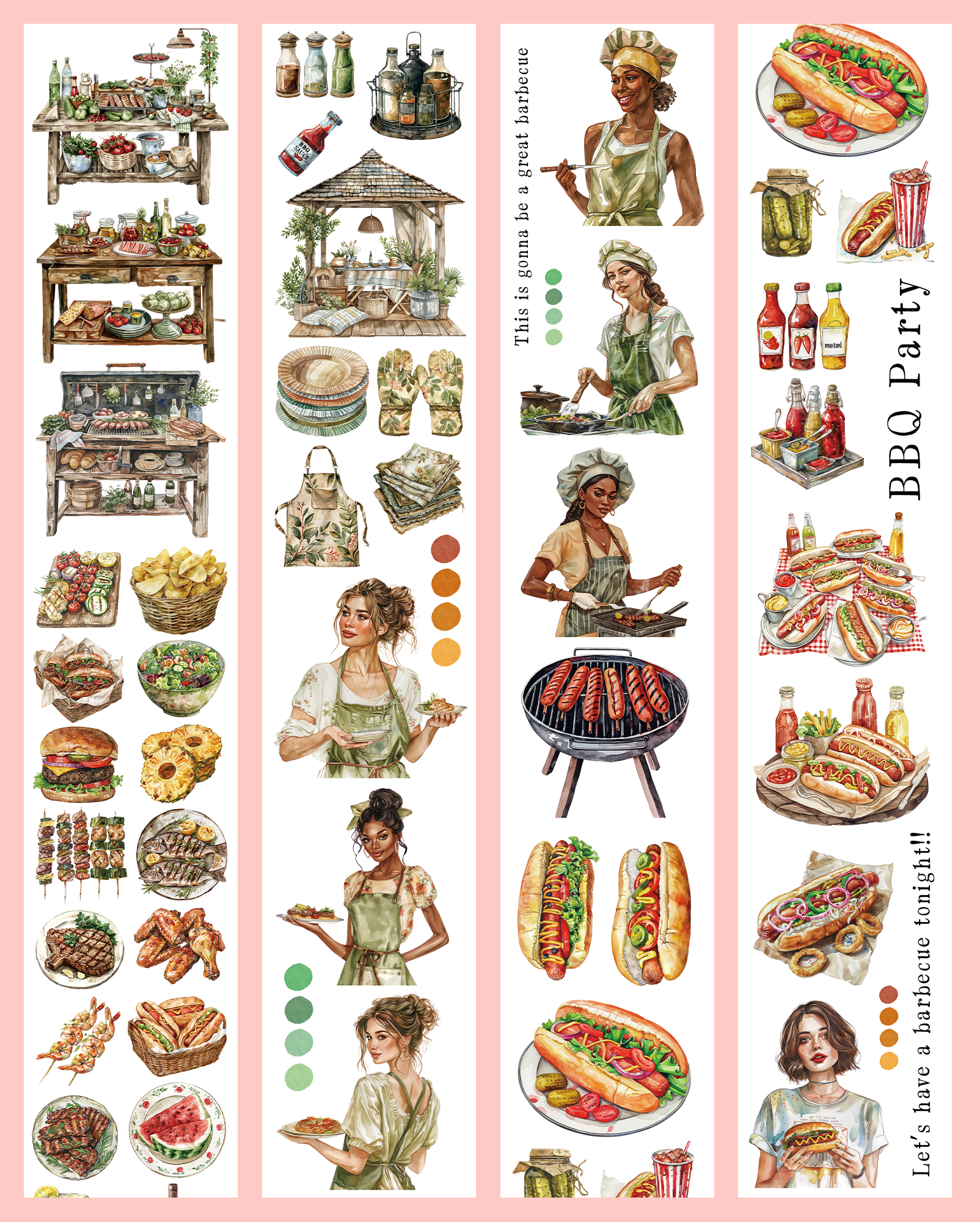 Barbecue Party Pre-cut PET Tape | No.40 | MOOBOOM Design