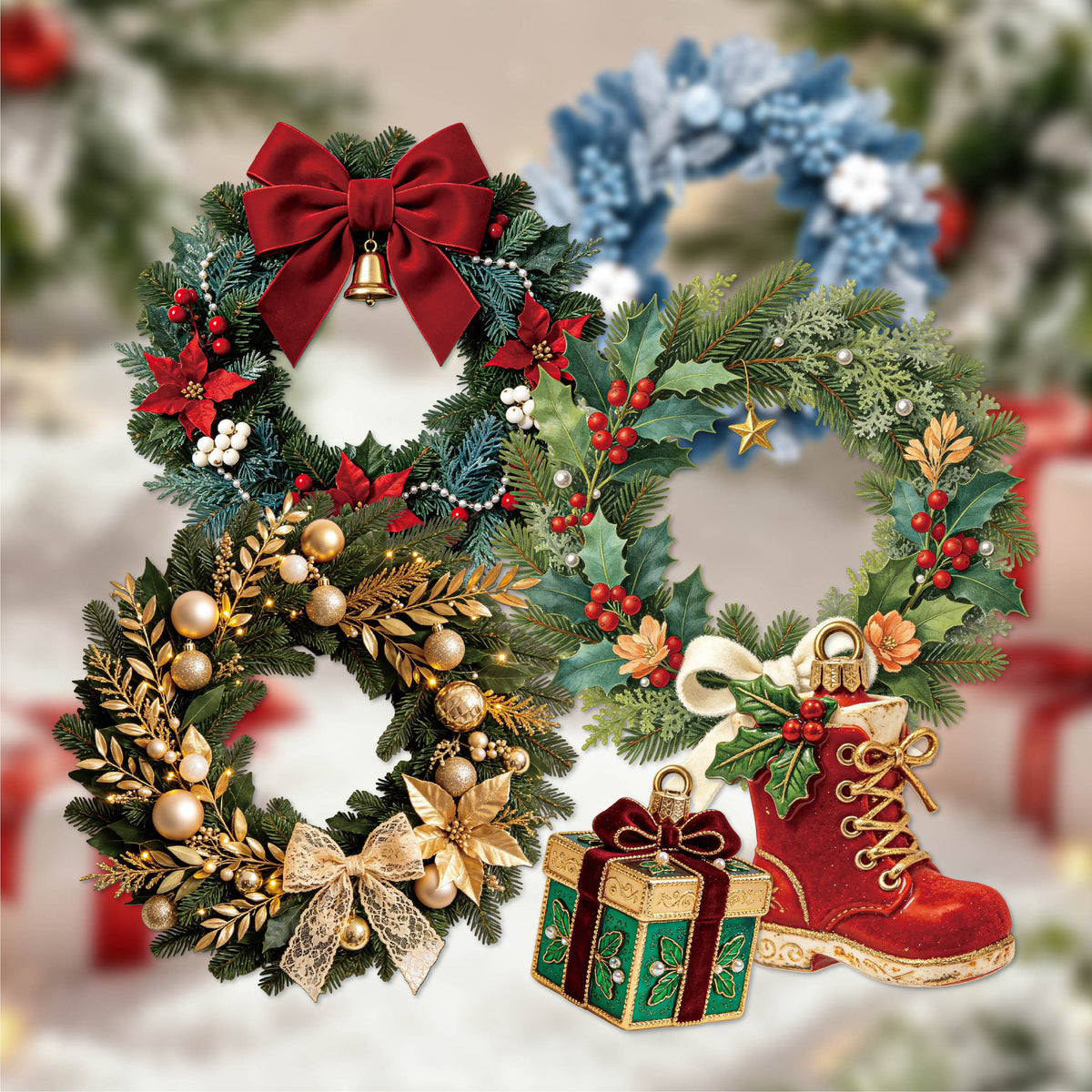 Christmas Wreath Paper Sticker