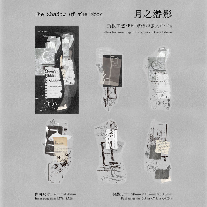 3D Silver Foiled Stars and Moons on Paper PET Stickers