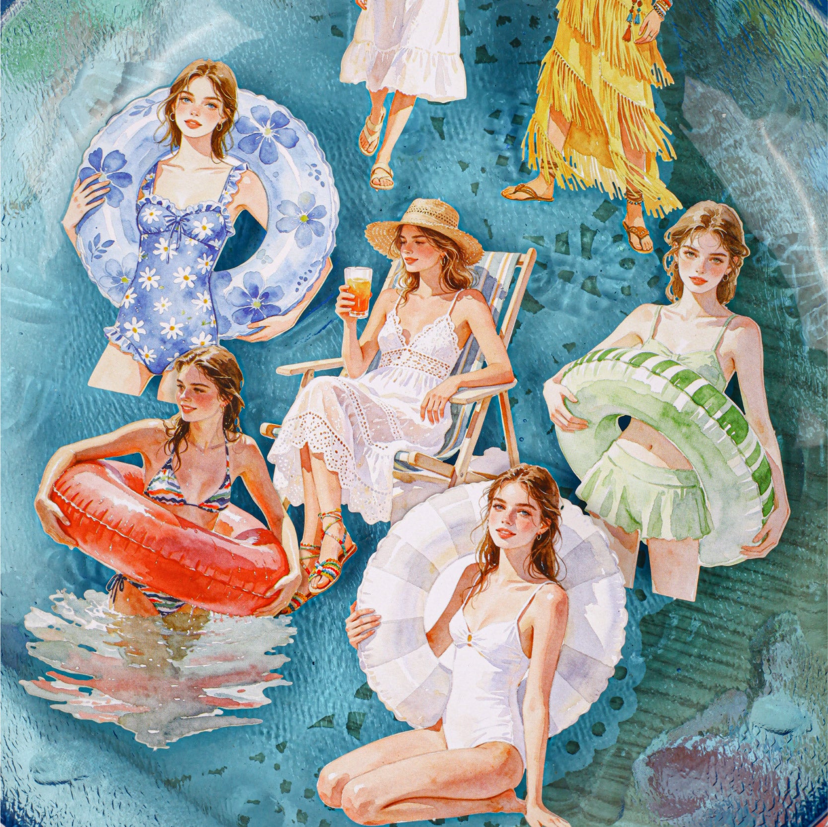 Hello Summer Character Sticker
