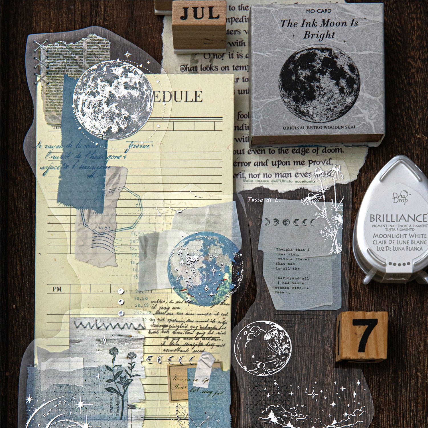 3D Silver Foiled Stars and Moons on Paper PET Stickers