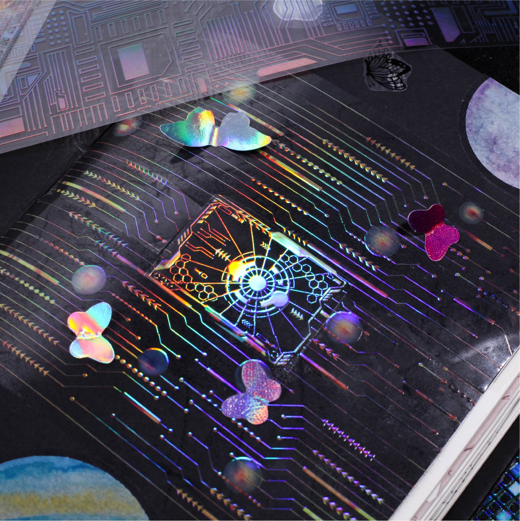 Cyberpunk Circuit Rainbow Foil Tape