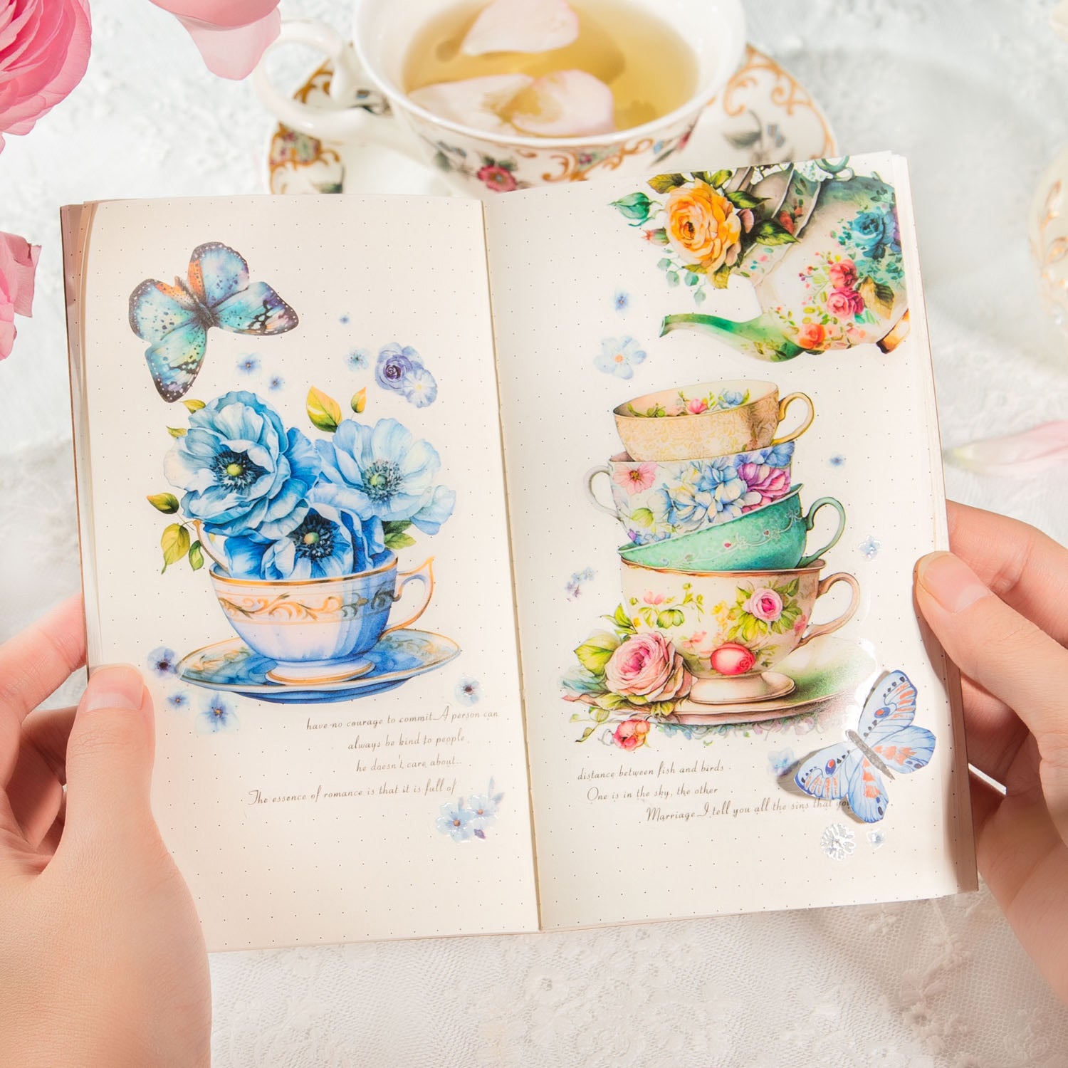 Floral Tea Set PET Stickers