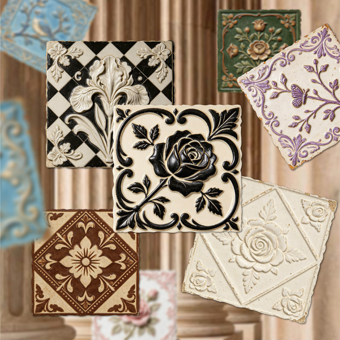 Embossed Tiles Sticker for Journaling | MOOBOOM