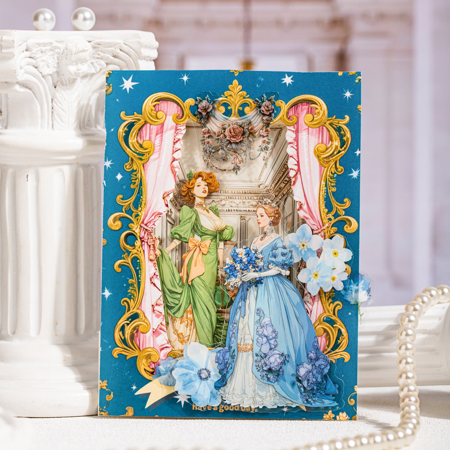 Rococo Dinner Banquet Vintage Characters PET Sticker for journaling and scrapbooking