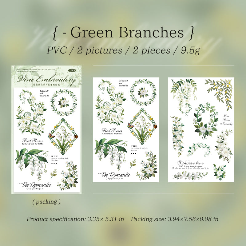 Vine and Embroidery Floral Transfer Sticker
