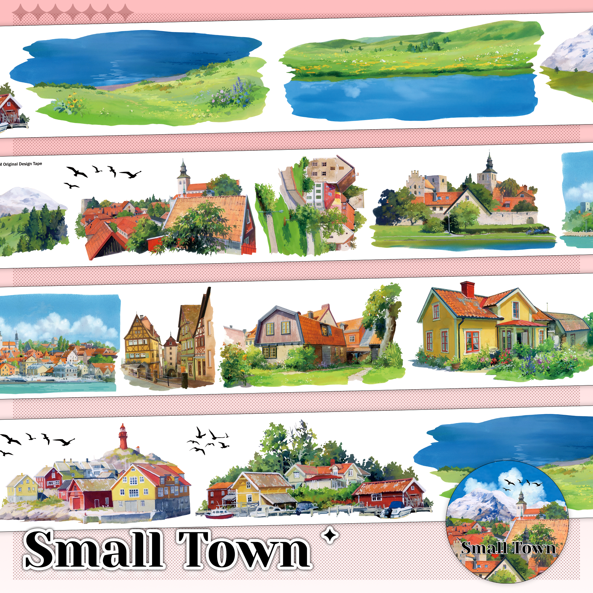 【MOOBOOM】Visby European Small Town  Pre-cut PET Landscape Tape