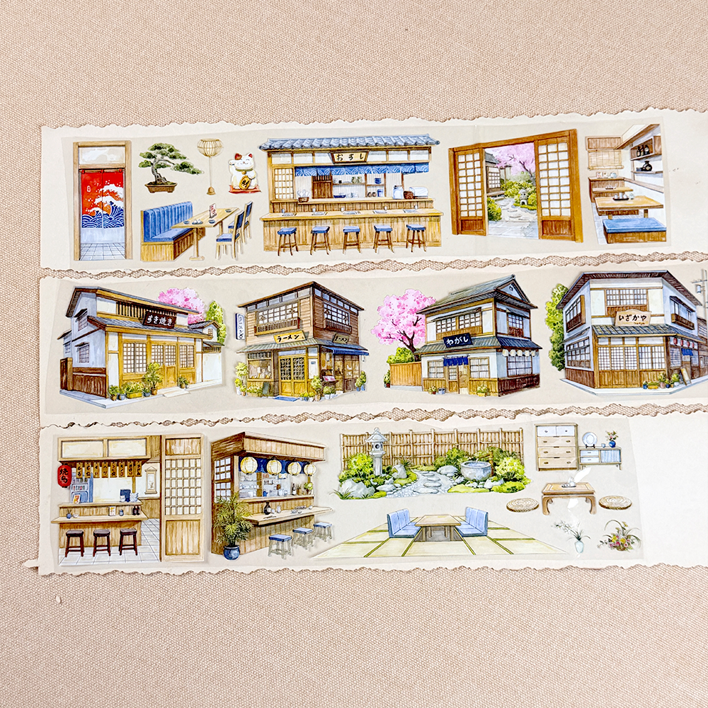 【MOOBOOM】Japanese Restaurant Pre-cut Landscape PET Tape