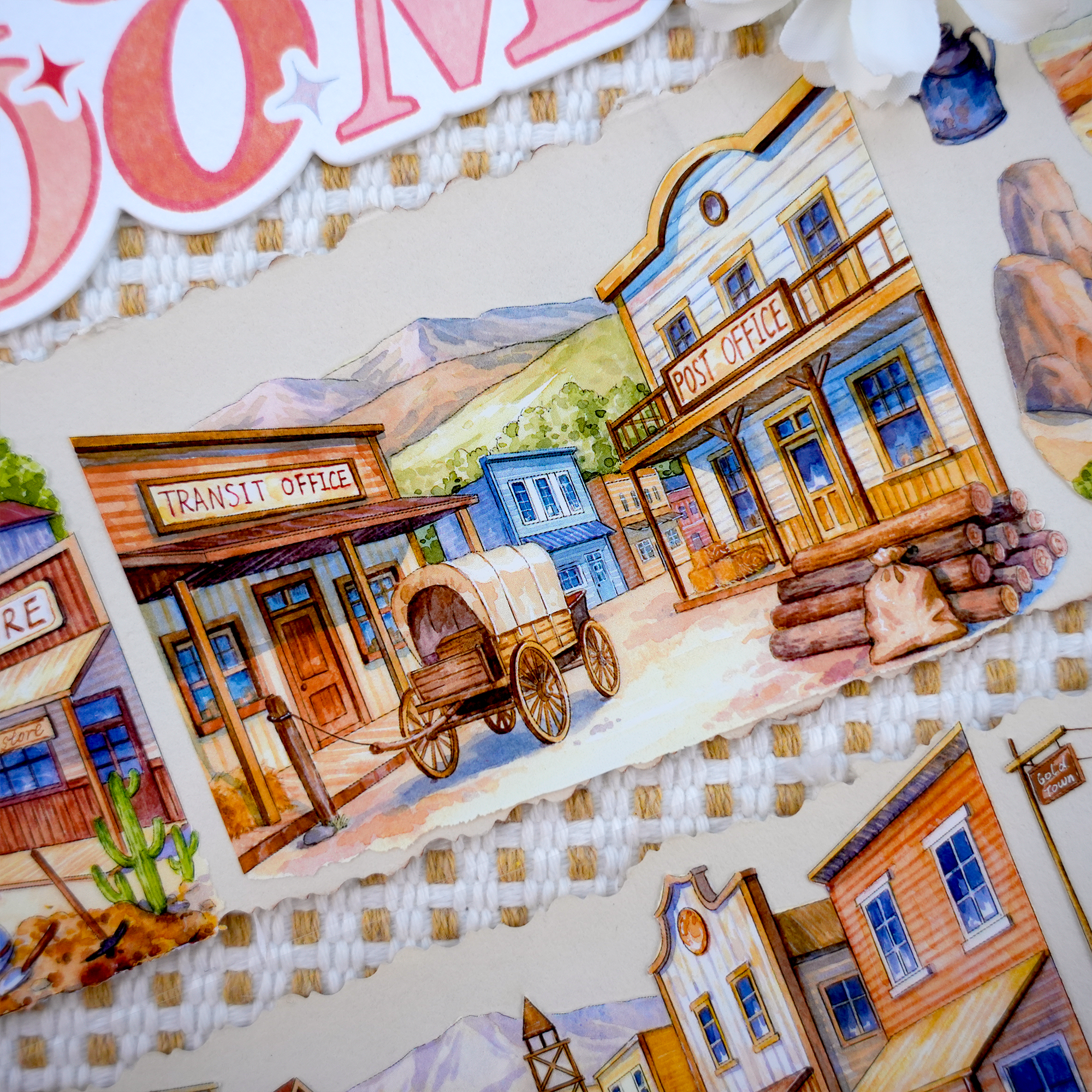 【XT】Western Town Landscape Tape for journaling and scrapbooking
