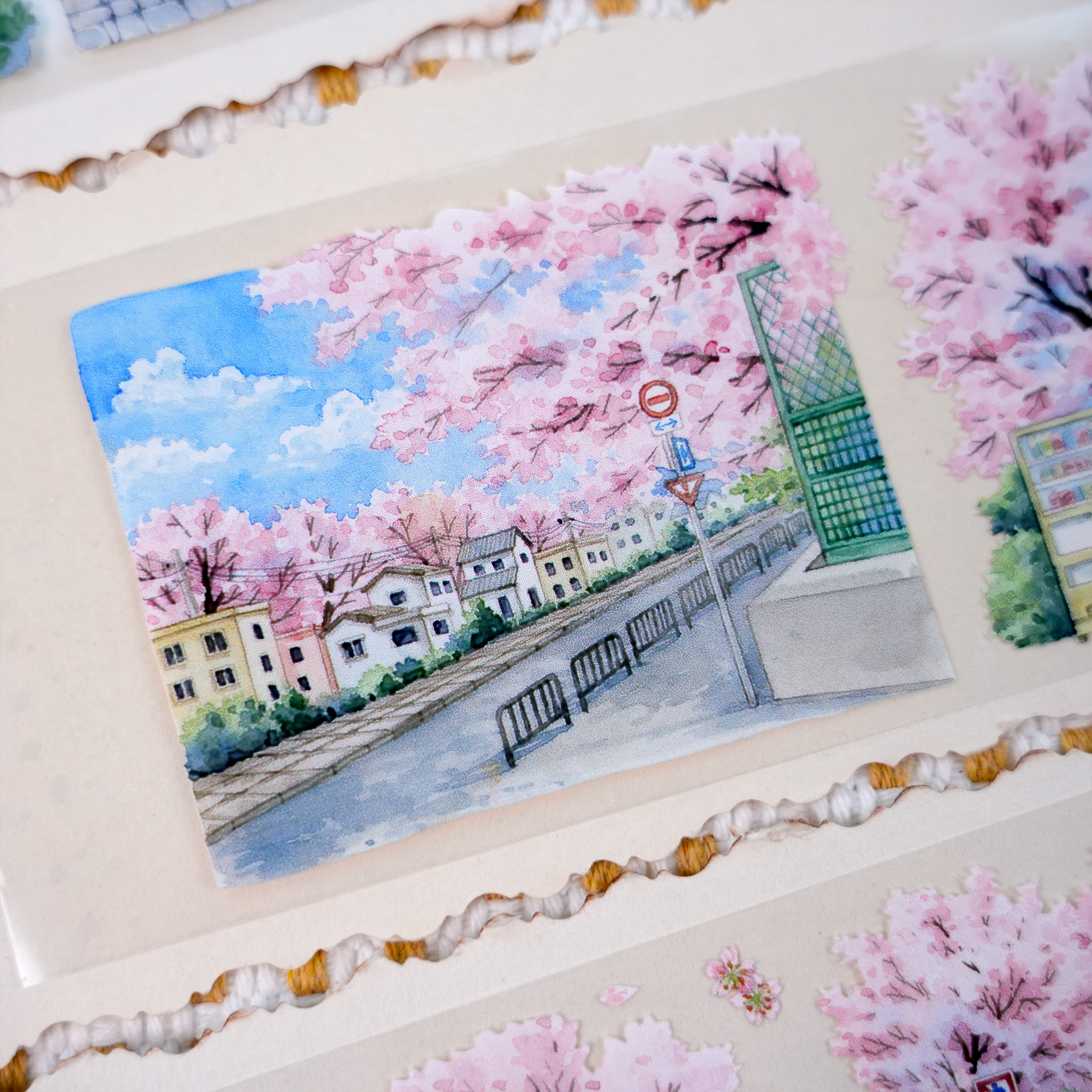 【BOBOYU】Sakura Long Street Landscape Tape