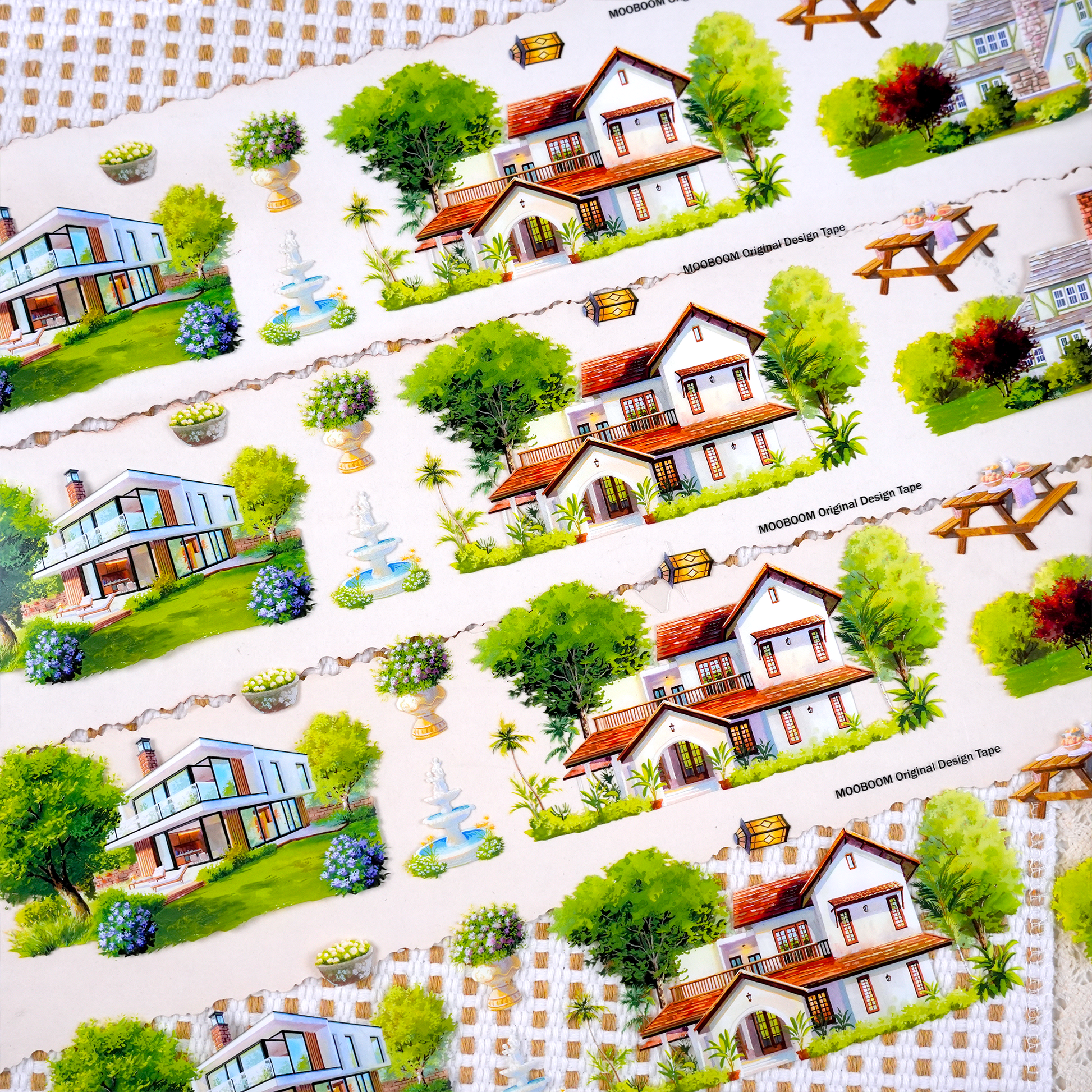 MOOBOOM Modern Villa Pre-cut PET Landscaping Tape for journaling and scrapbooking