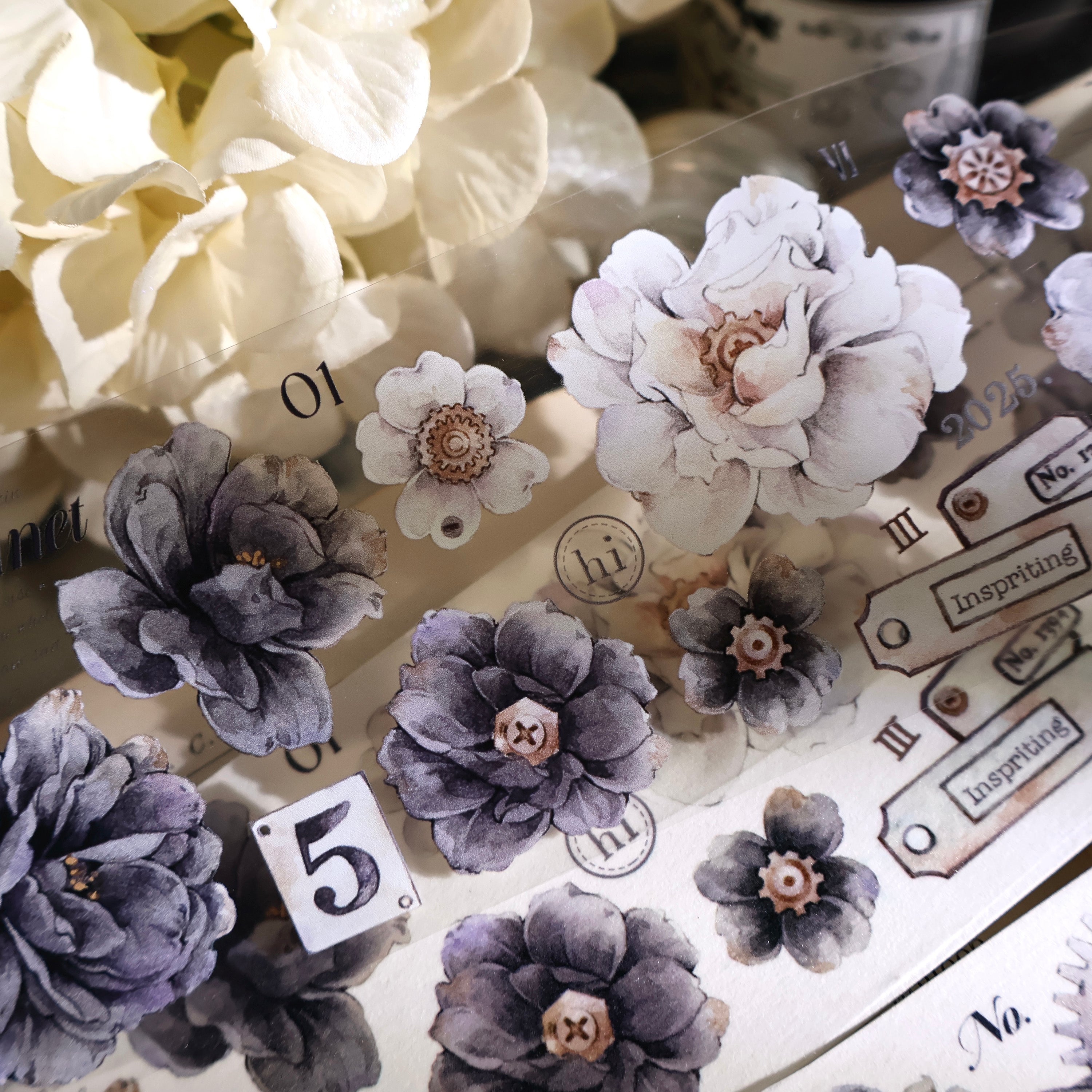 Black and White Flowers Tape (5.5cm*120cm)