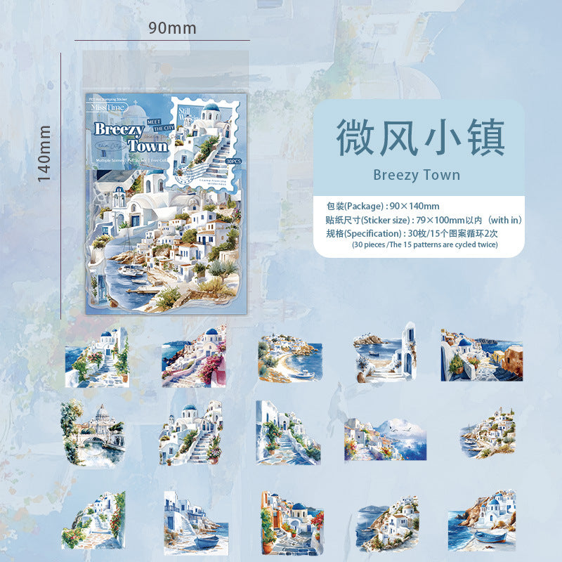 Collection of Scenery and Words PET Sticker