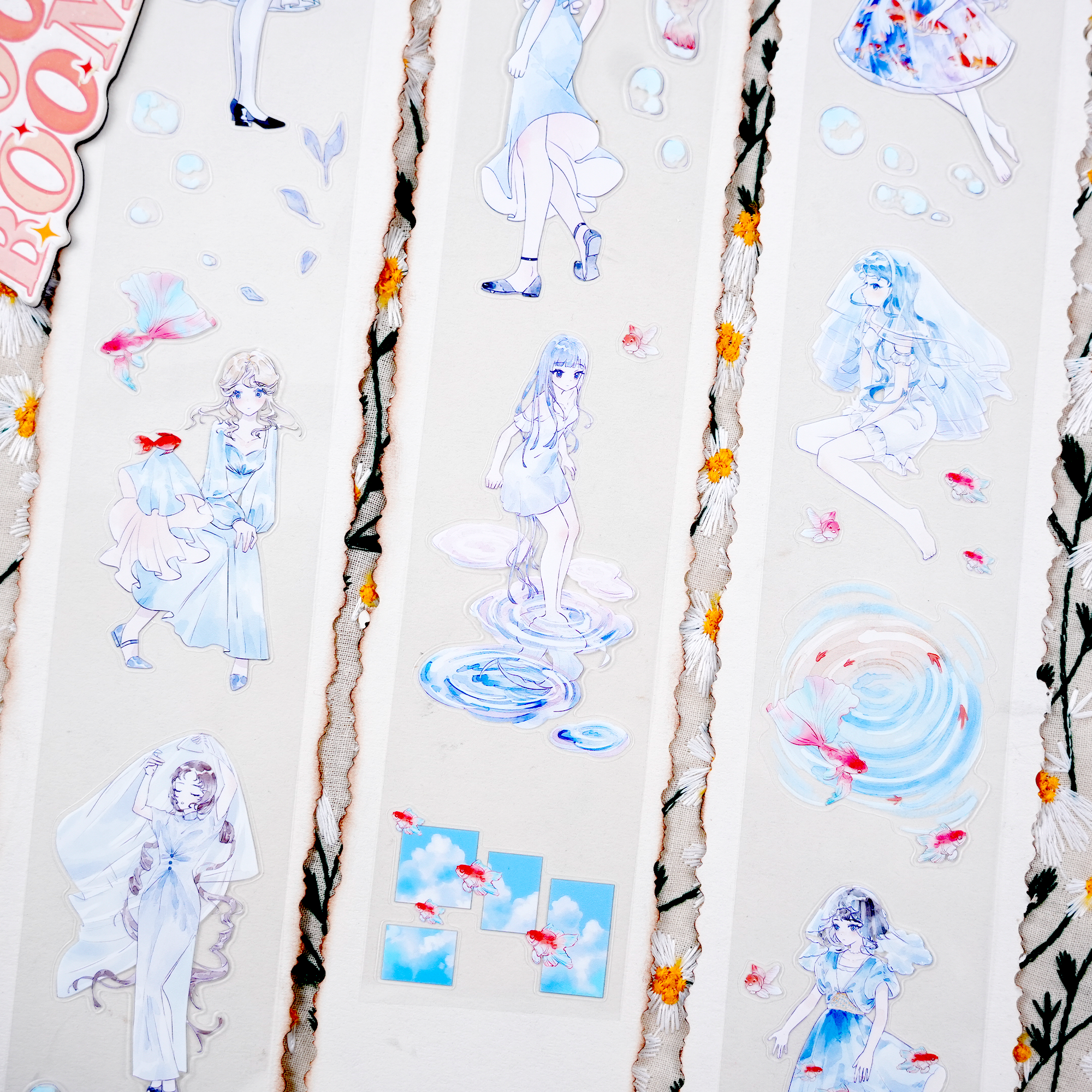 【MOOBOOM】Goldfish and Girl Pre-cut PET Tape