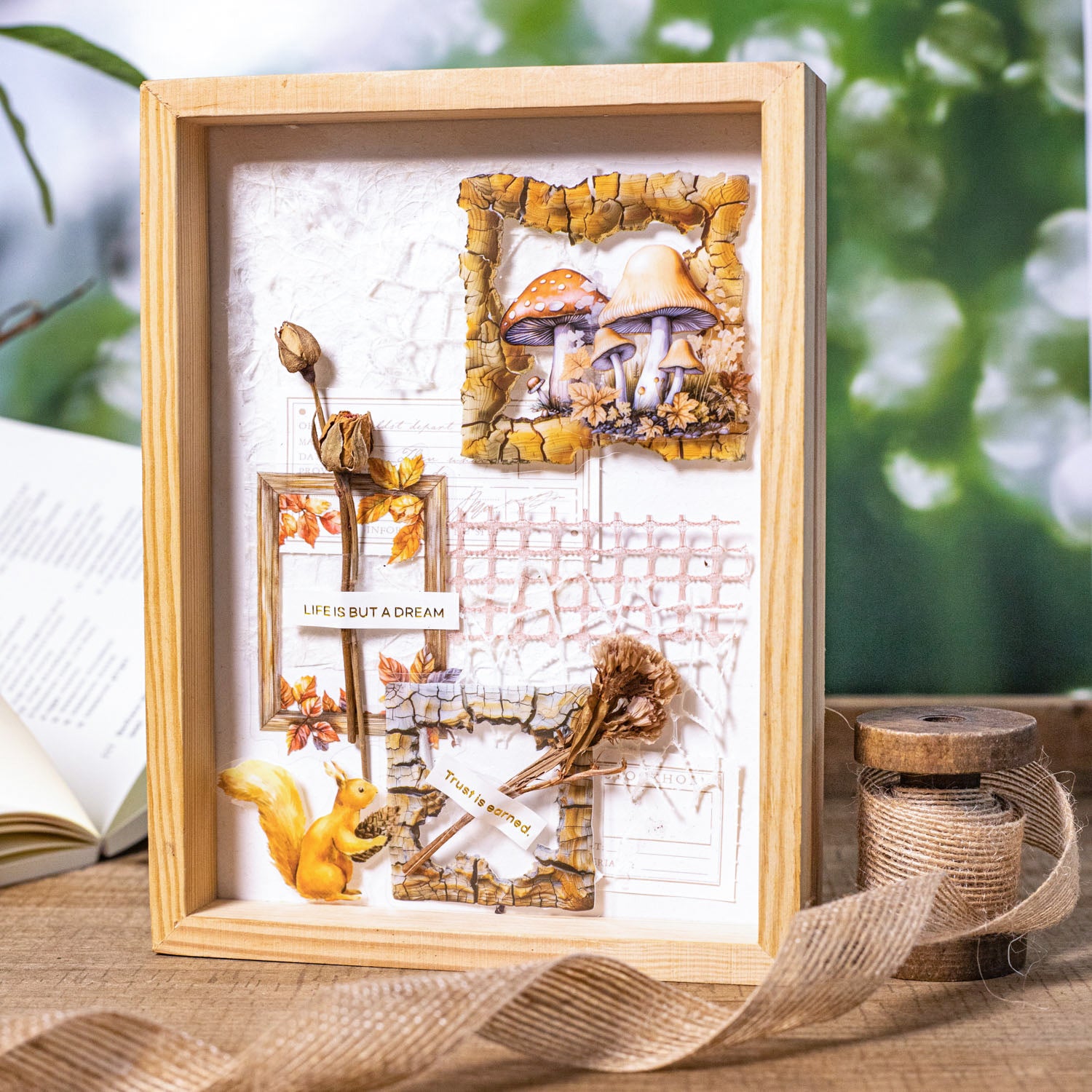 Forest Language Wooden Frame PET Sticker