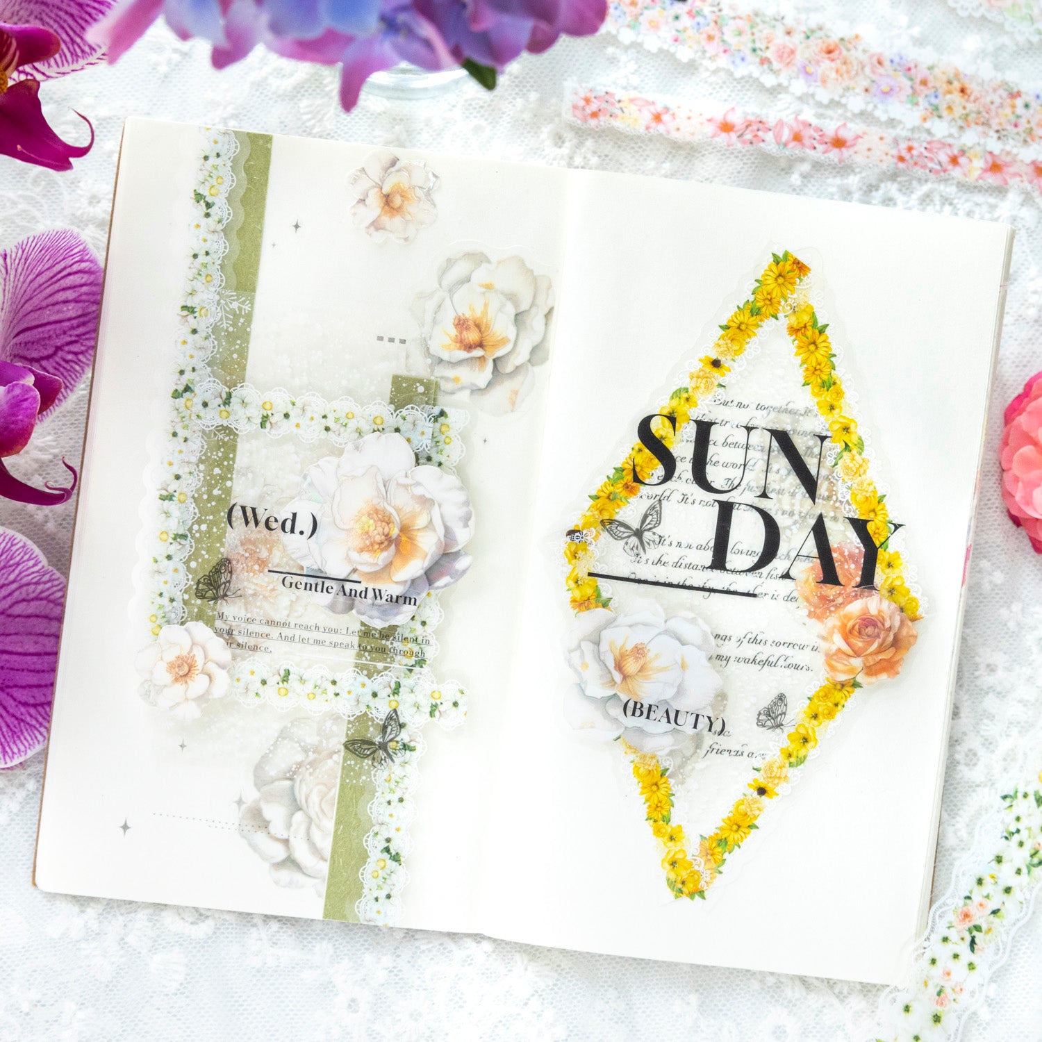 Long Lace Flower Stickers