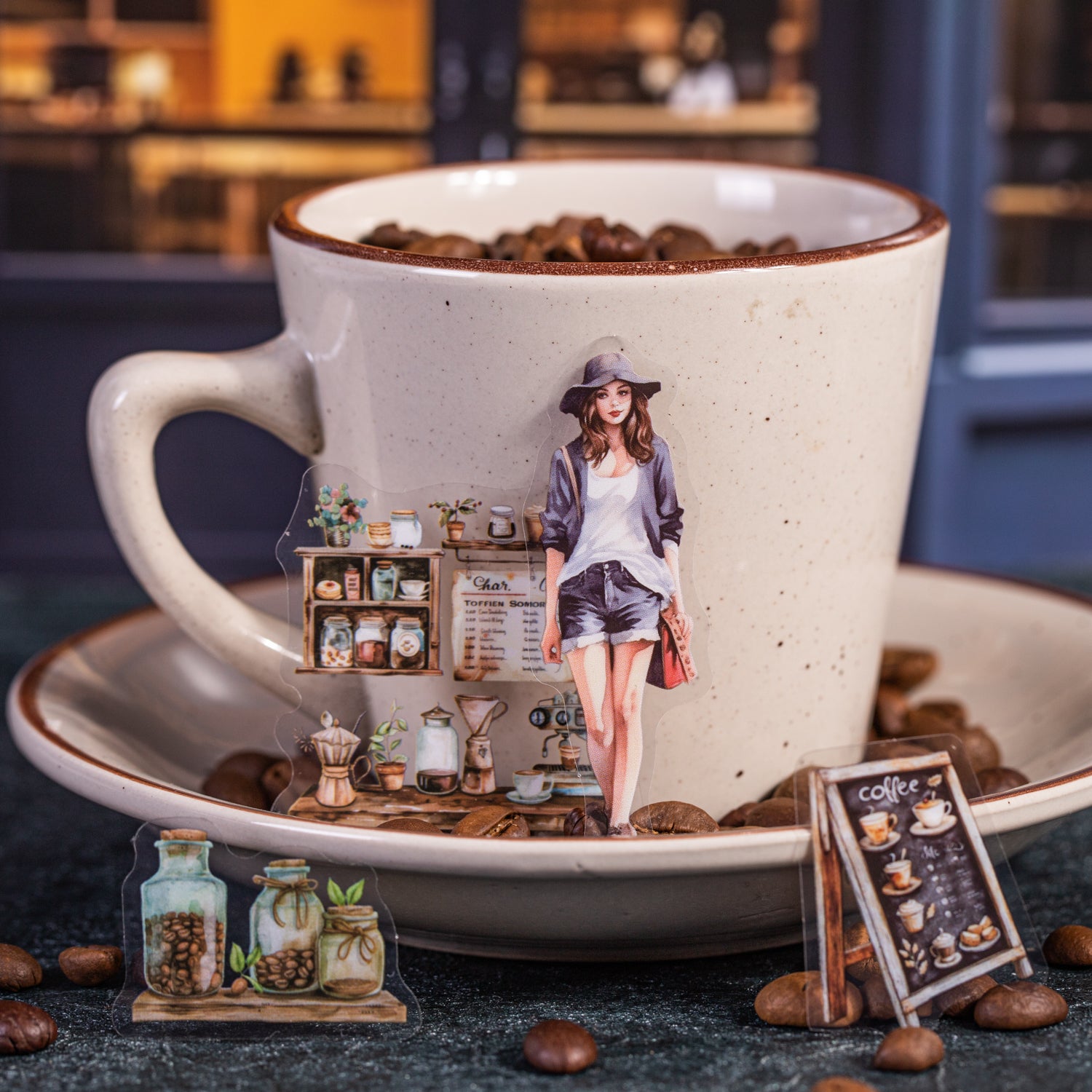 Coffee Market PET Sticker