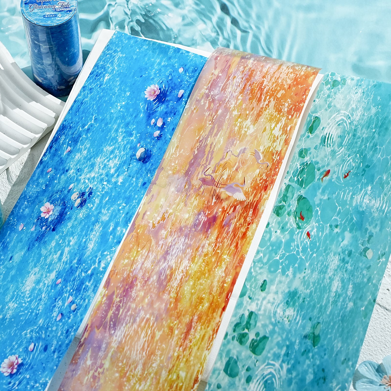 Nature-inspired PET tape with quiet lake reflection artwork