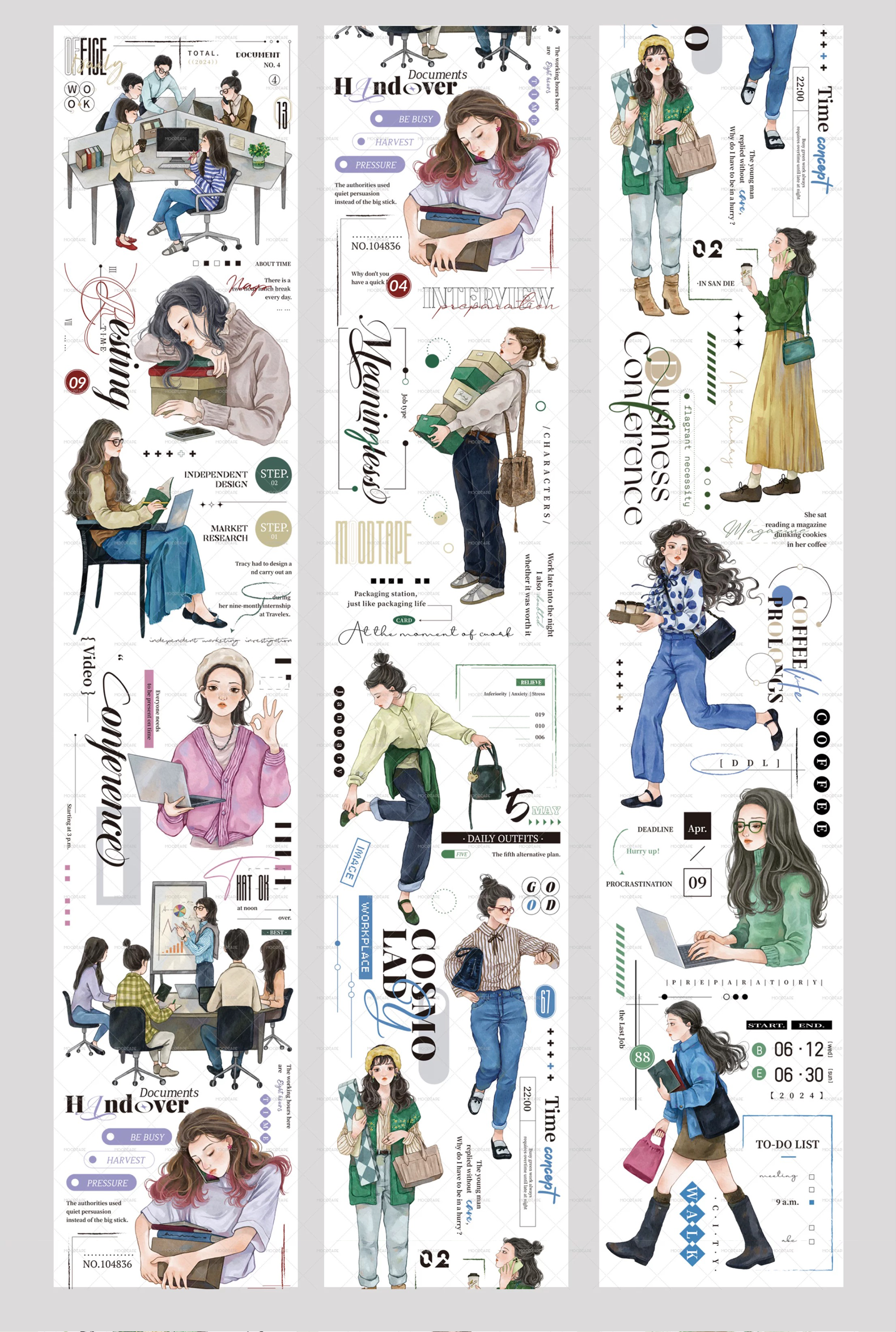 【MOOD】Work Moment Character PET Tape