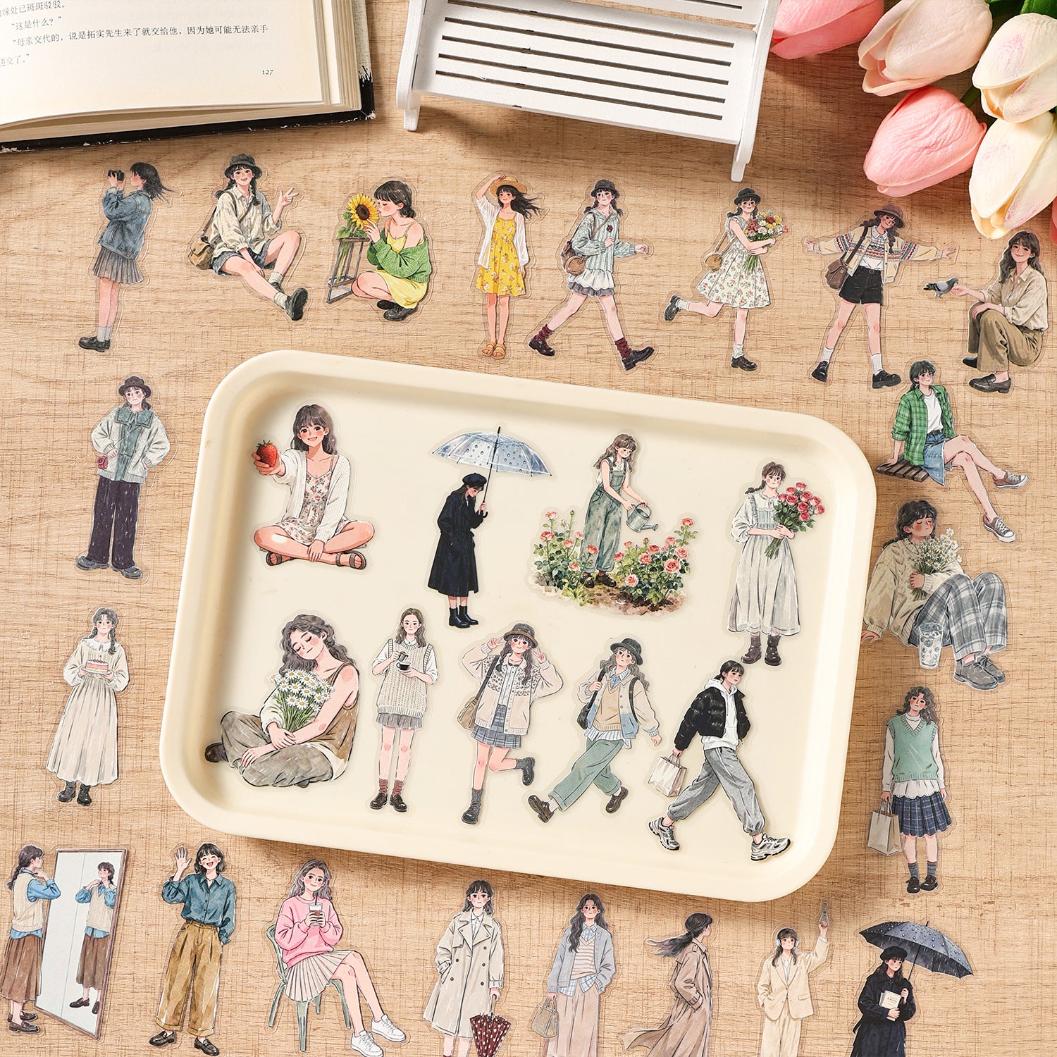 Everyday Life Girl Character Stickers