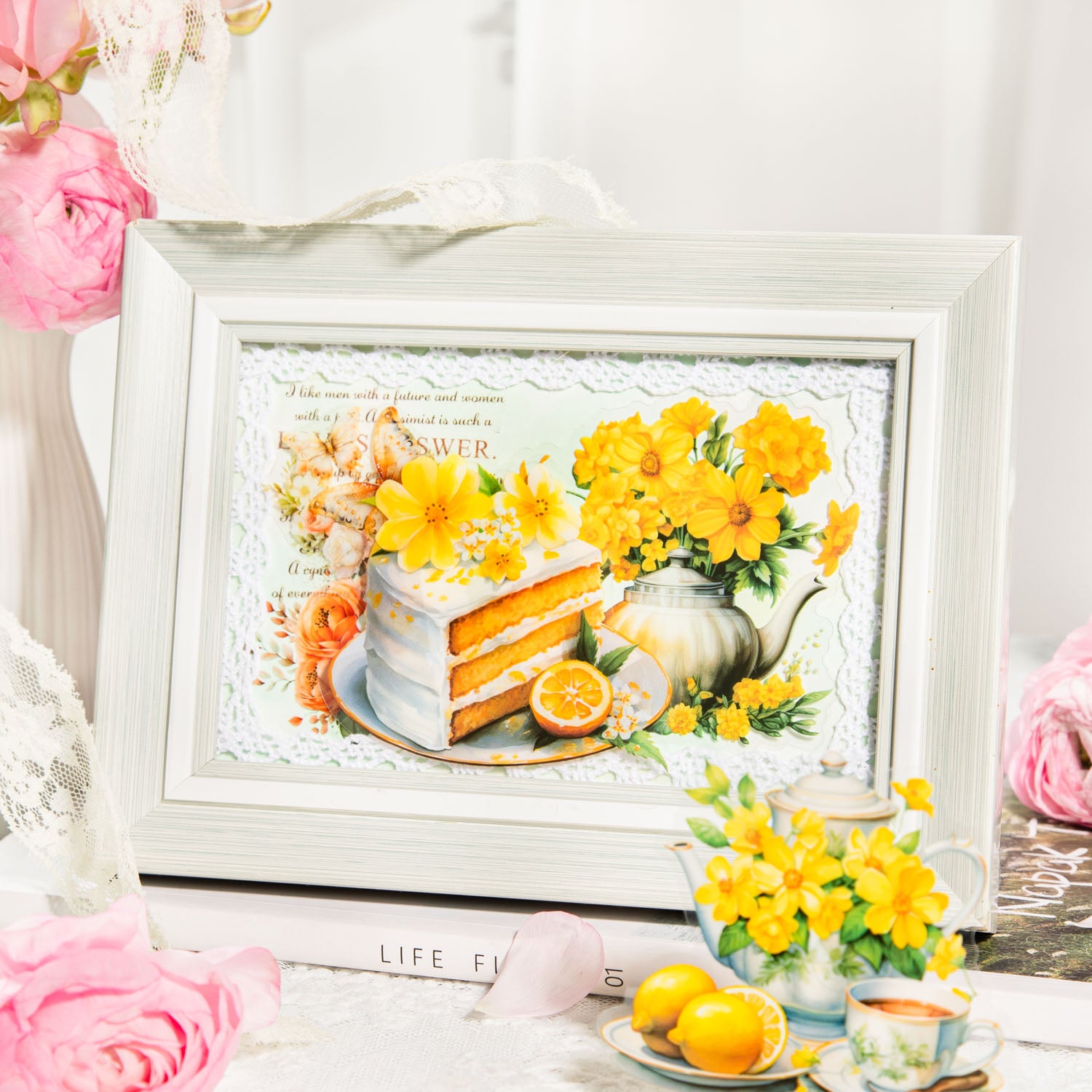 Floral Tea Set PET Stickers