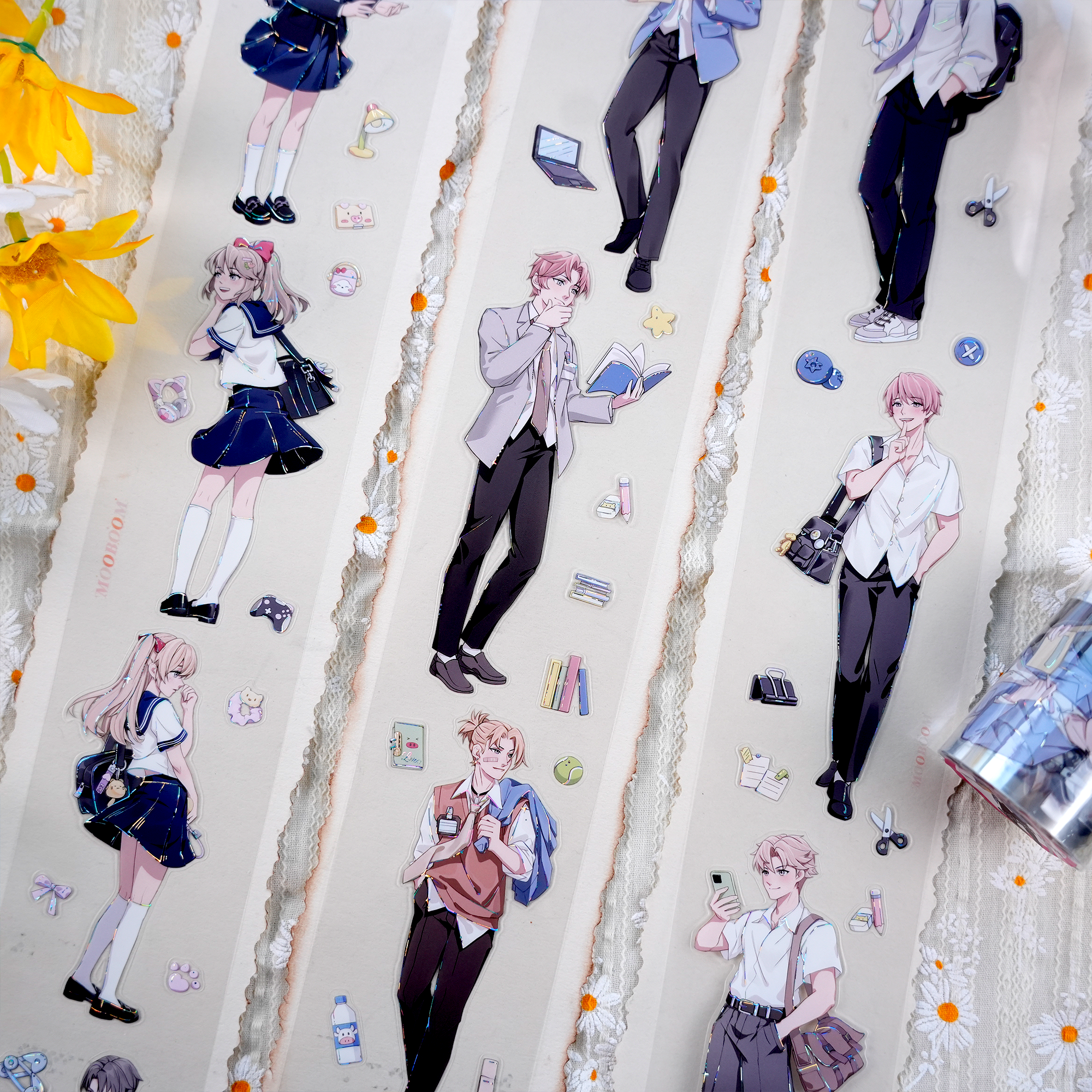 【MOOBOOM】School Days Character-themed Shell Light Foil PET Tapes