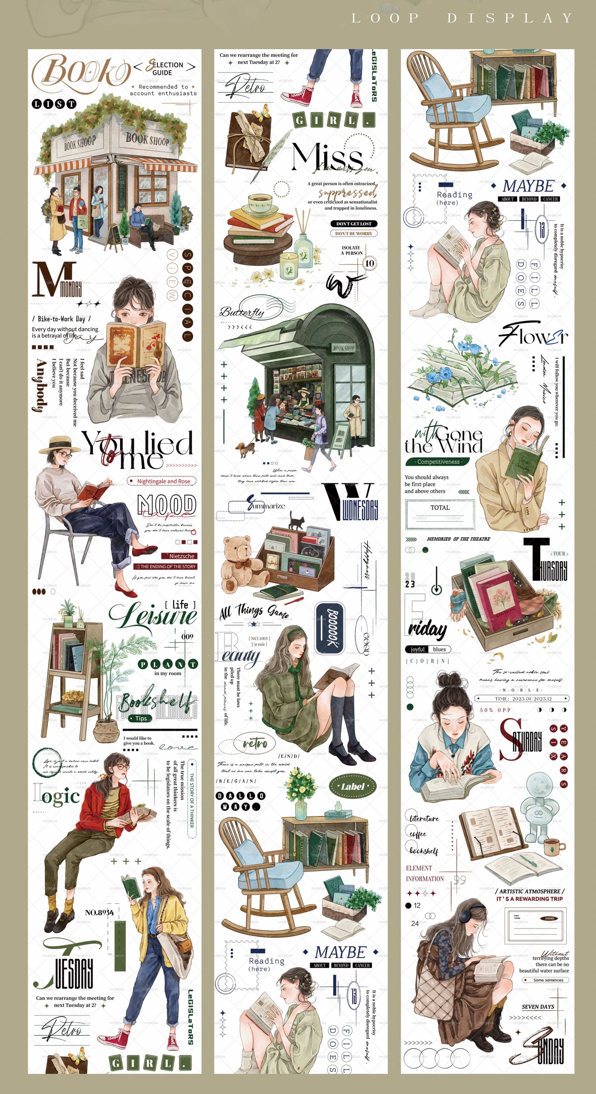 【MOOD】Reading Moment Character PET Tape