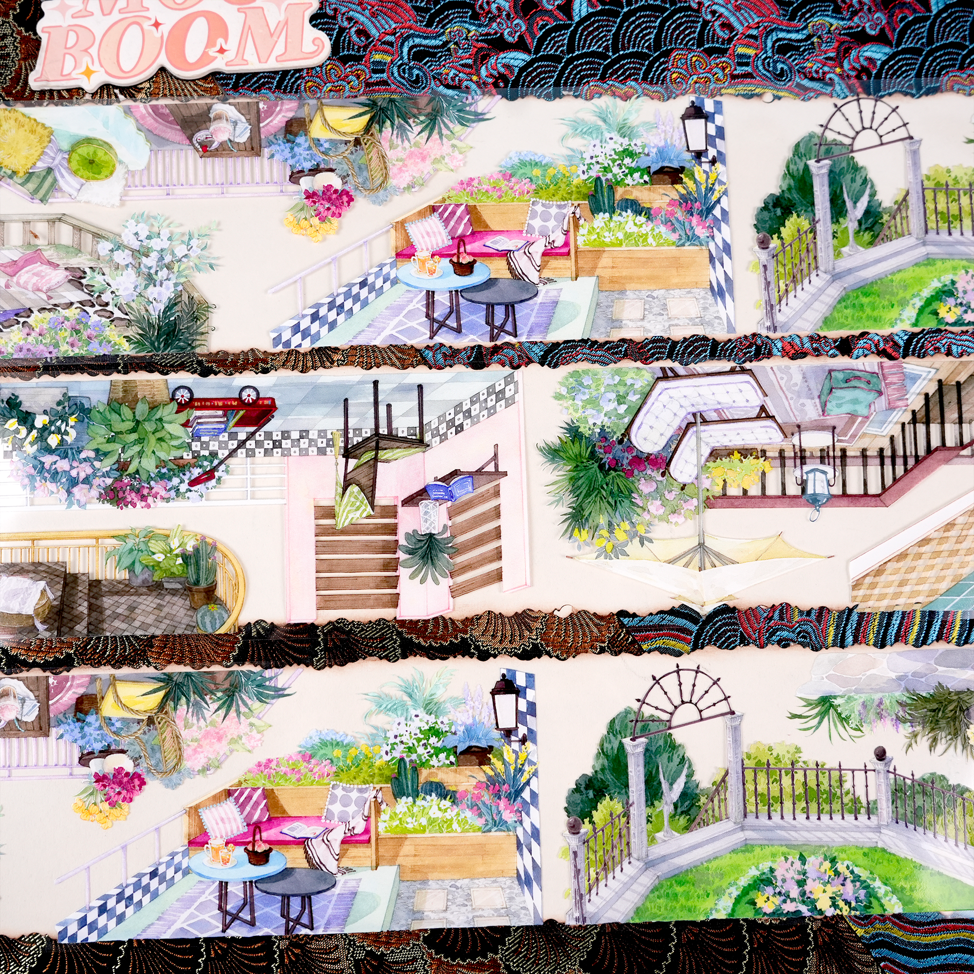 【HZTM】Flowers Bloom by the Courtyard Landscaping Tape