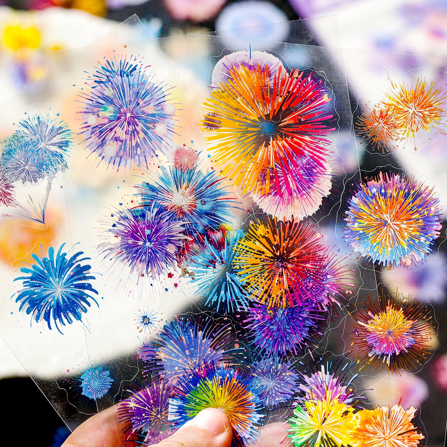 Fireworks and Flowing Light PET Sticker