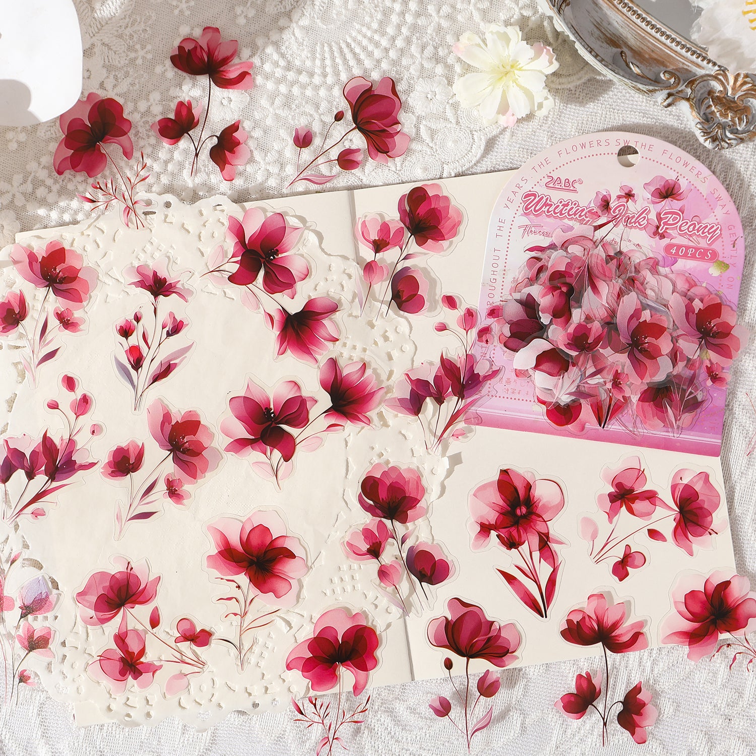 Six-colored Flower PET Sticker for journaling and scrapbooking