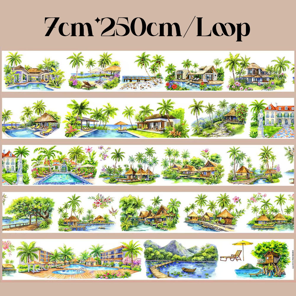 【SZCX】Island Holiday Landscape PET Tape
