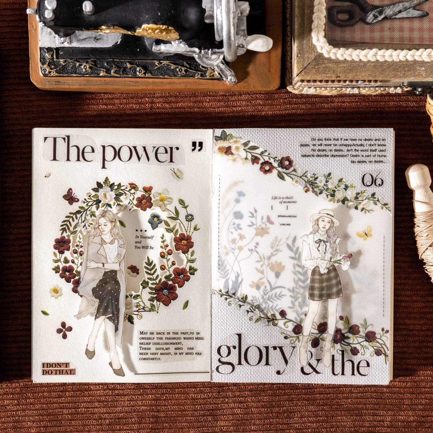 Vine and Embroidery Floral Transfer Sticker