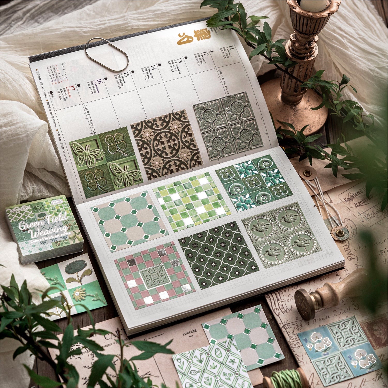 Silver Foil Floral Tile Sticker Book