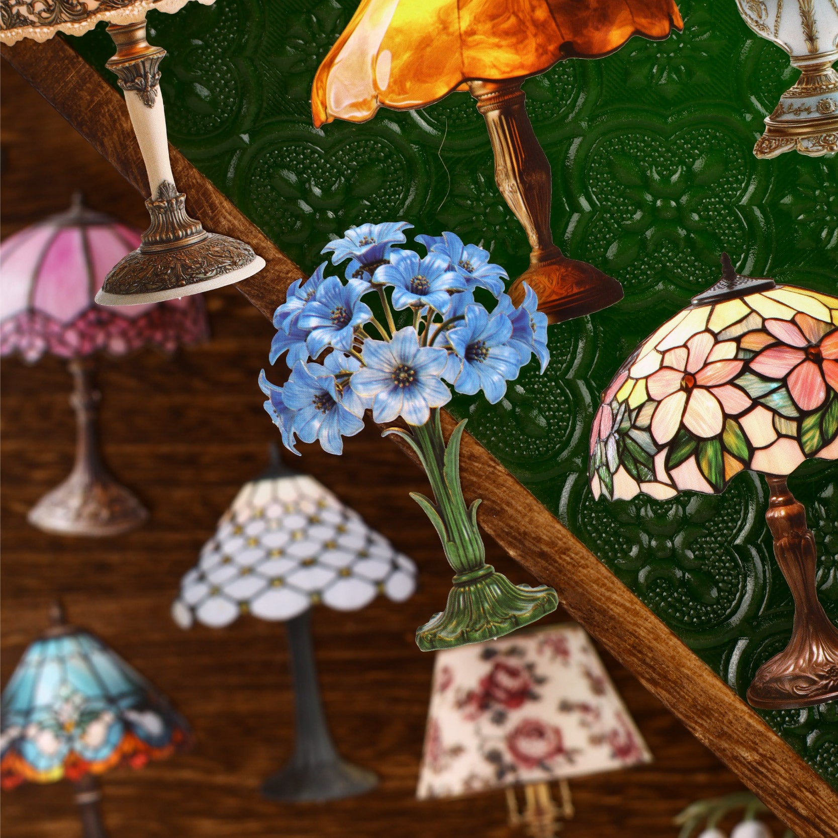 Vintage Table Lamp Paper Sticker