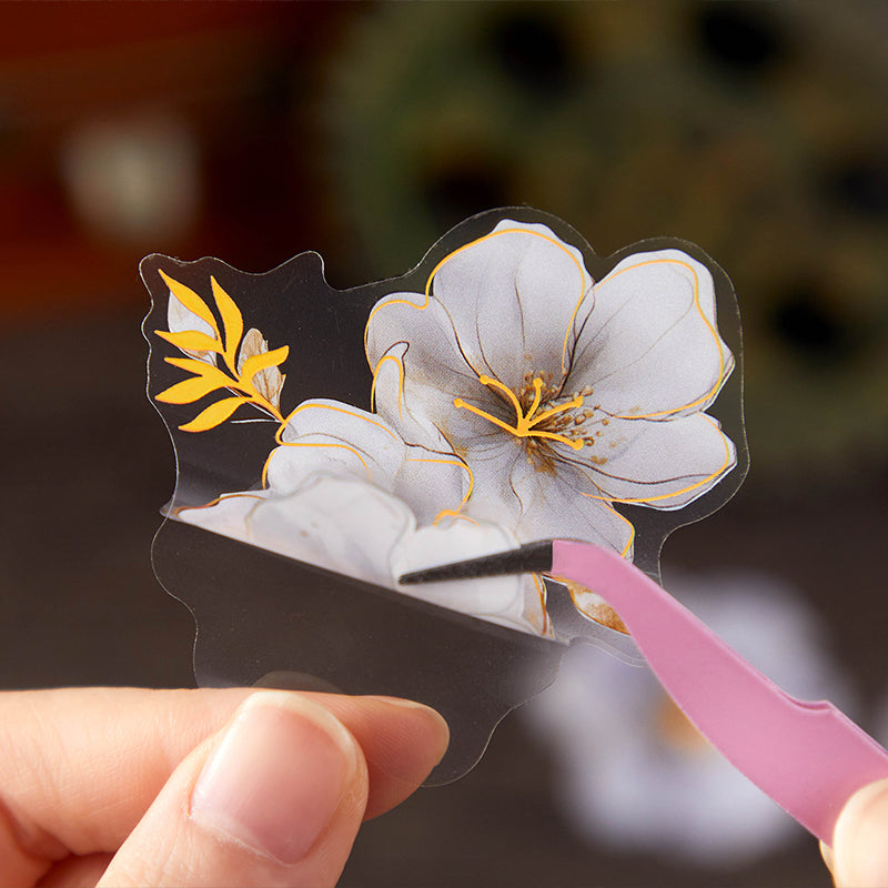 Gold-Foiled Flower PET Stickers