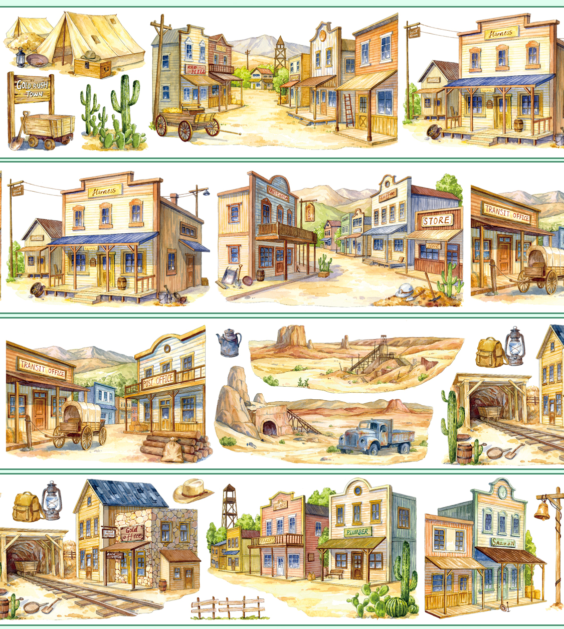 【XT】Western Town Landscape Tape for journaling and scrapbooking