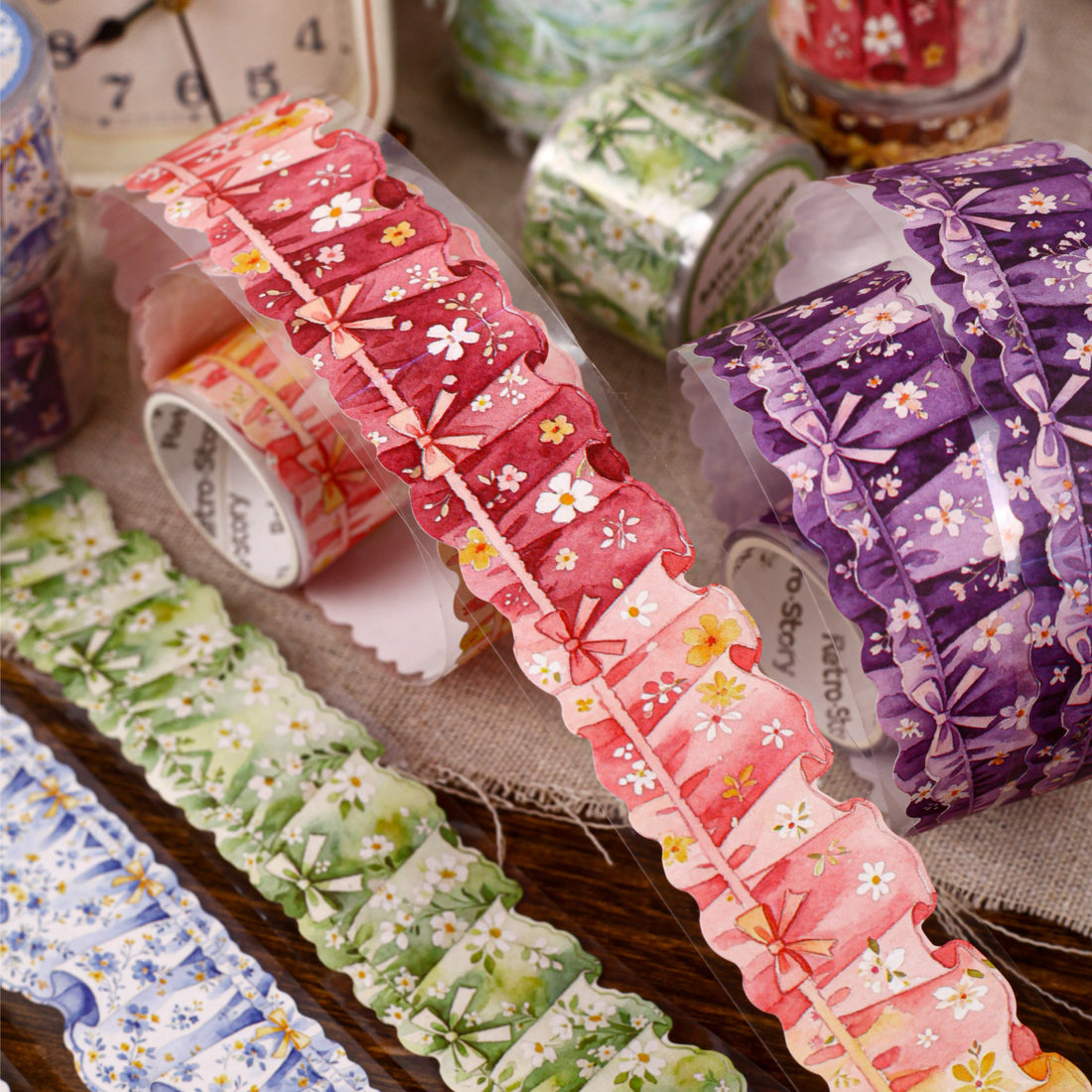 Cloth curtain PET tape roll for soft textile-style journal decoration