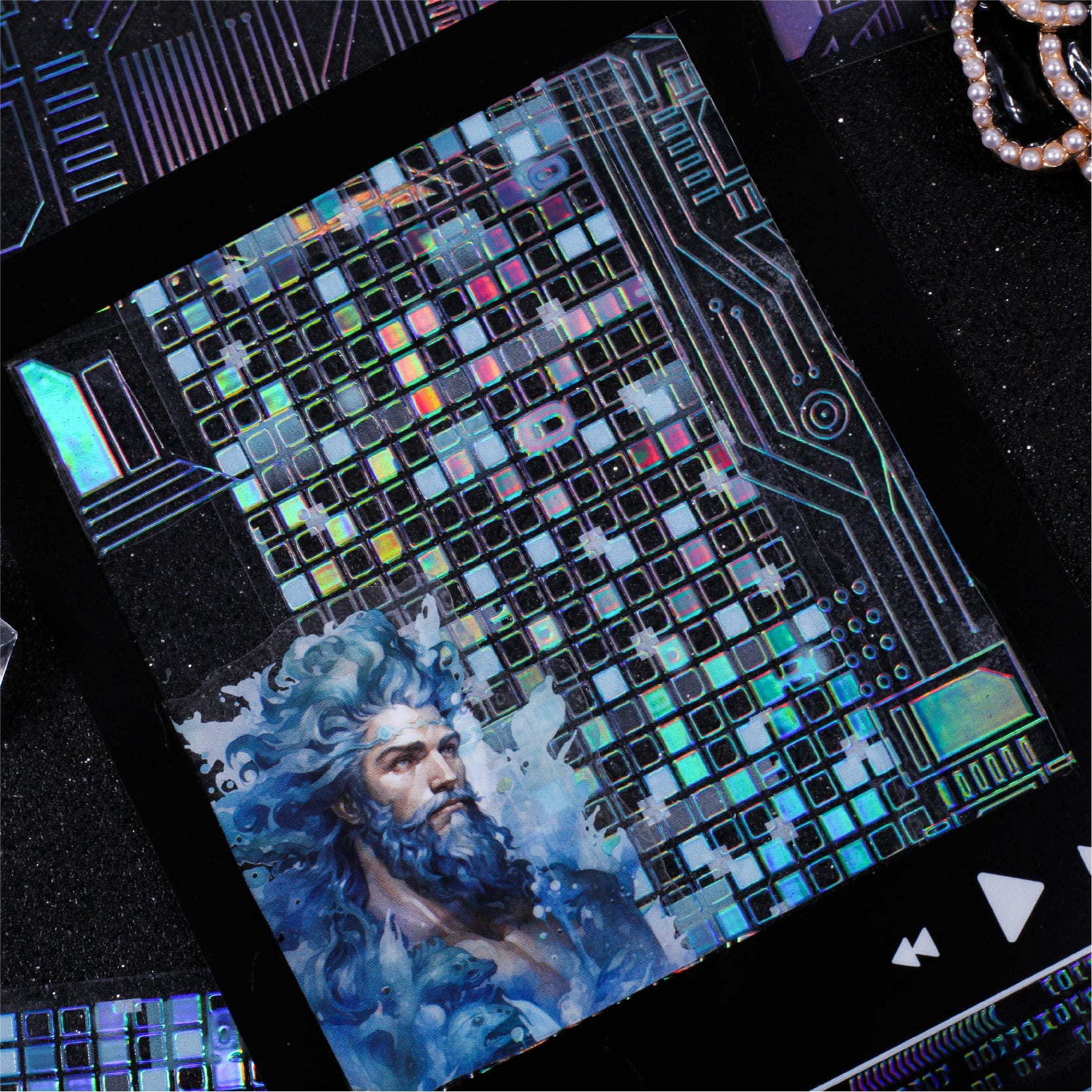 Cyberpunk Circuit Rainbow Foil Tape