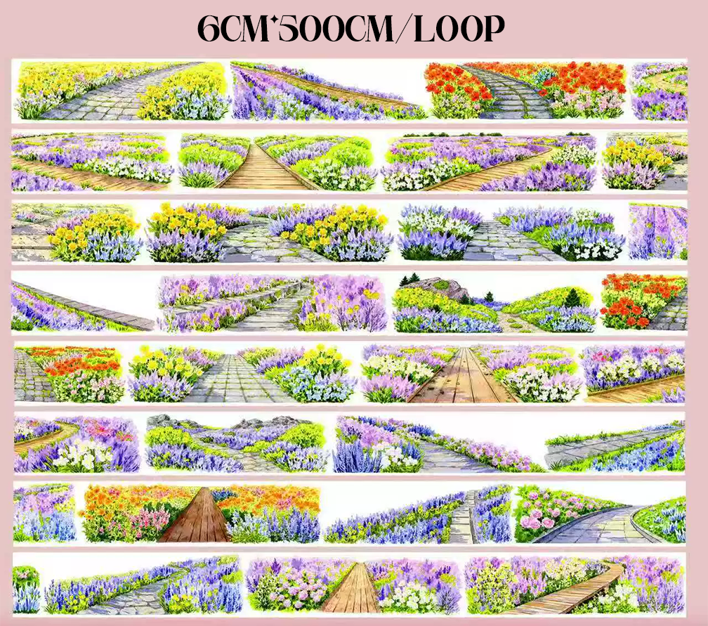 【SZCX】Flower-Filled Path Landscape PET Tape