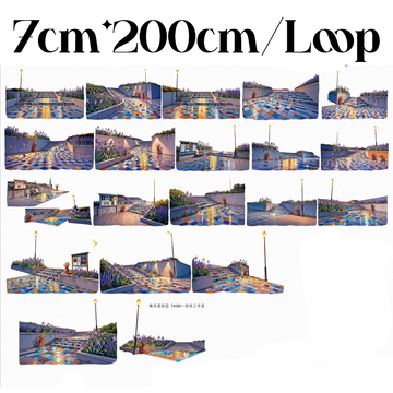 【NaiDong】Evening Lights Falling on The Steps Landscape PET Tape