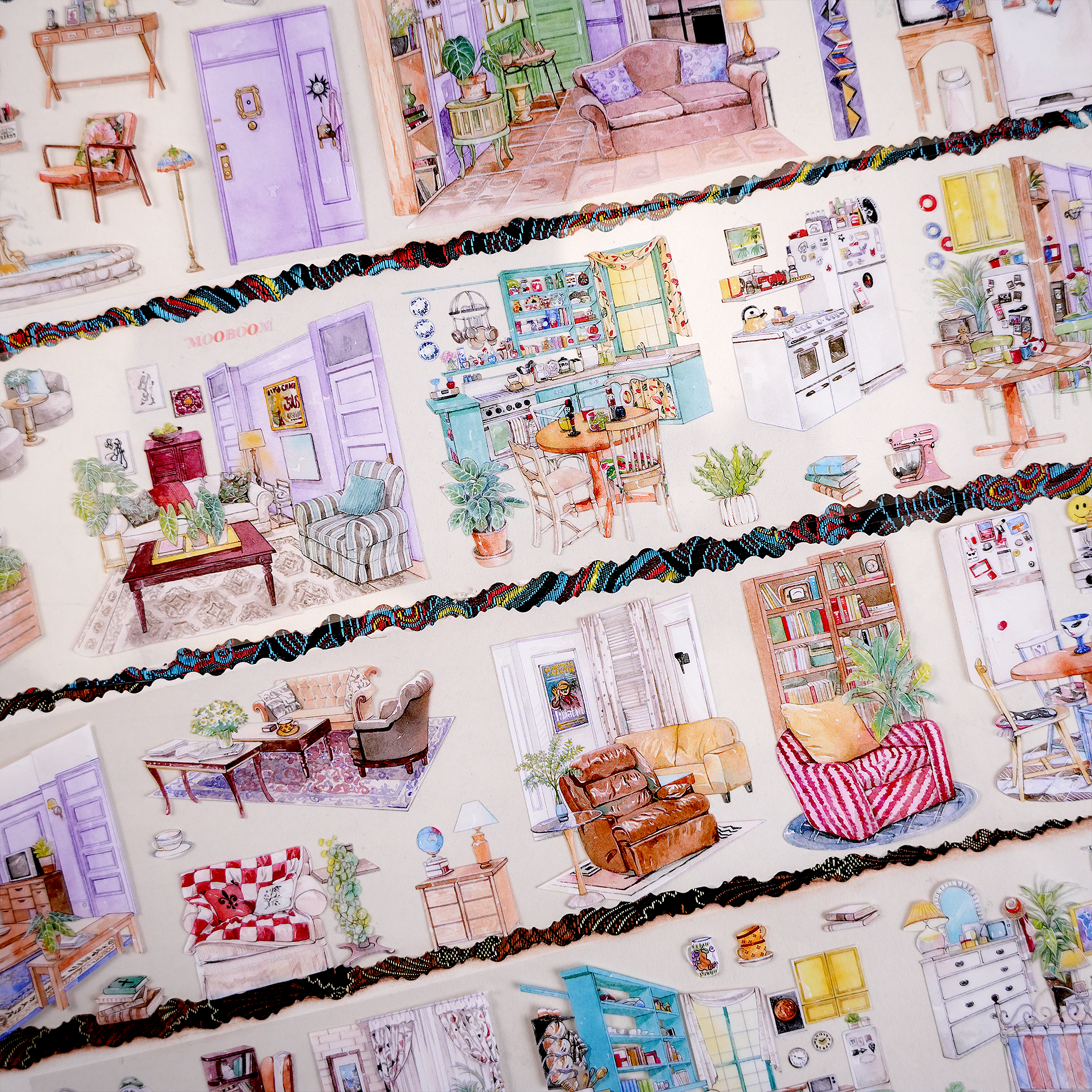 【MOOBOOM】Monica's Apartment Indoor View Pre-cut Crystal Foil PET Tape