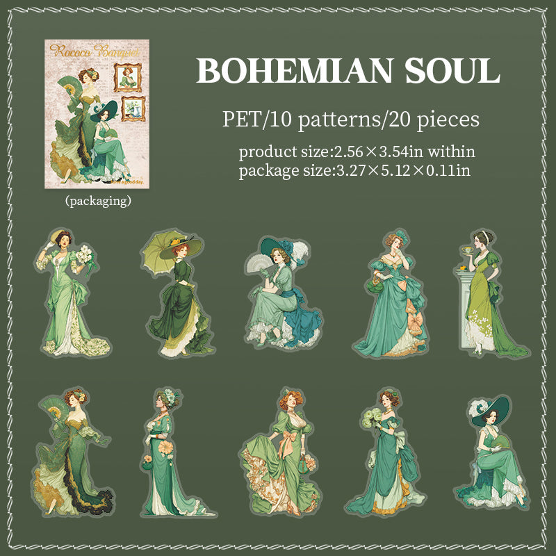 Rococo Dinner Banquet Vintage Characters PET Sticker for journaling and scrapbooking