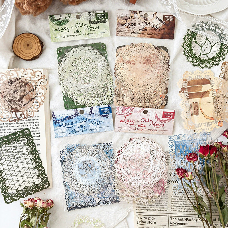 Lace-trimmed Vintage Letters Scrapbooking Paper