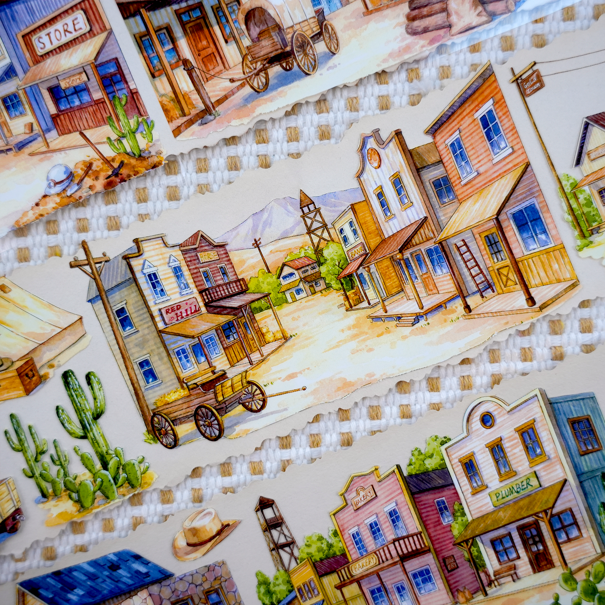 【XT】Western Town Landscape Tape for journaling and scrapbooking