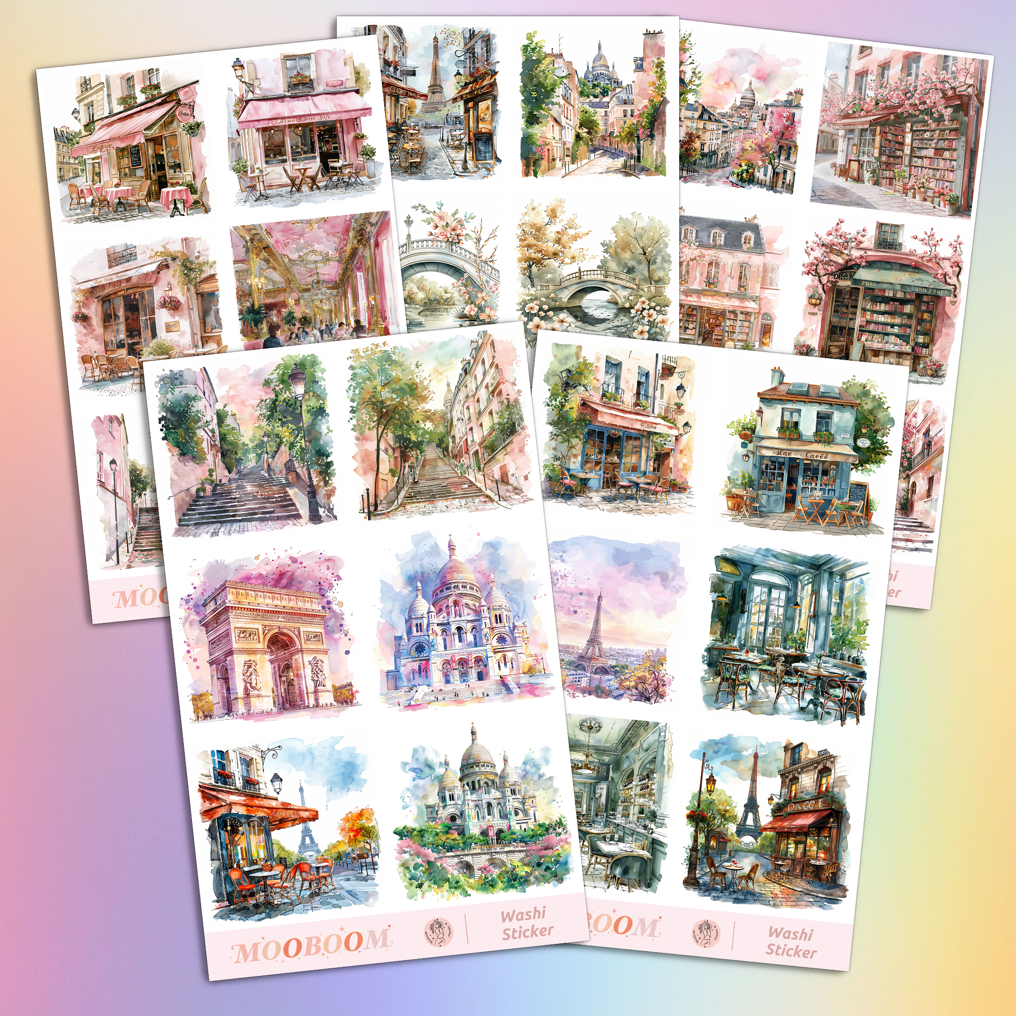 Romantic City Special Ink Pre-cut Washi Sticker | MOOBOOM Design