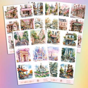 Romantic City Special Ink Pre-cut Washi Sticker | MOOBOOM Design