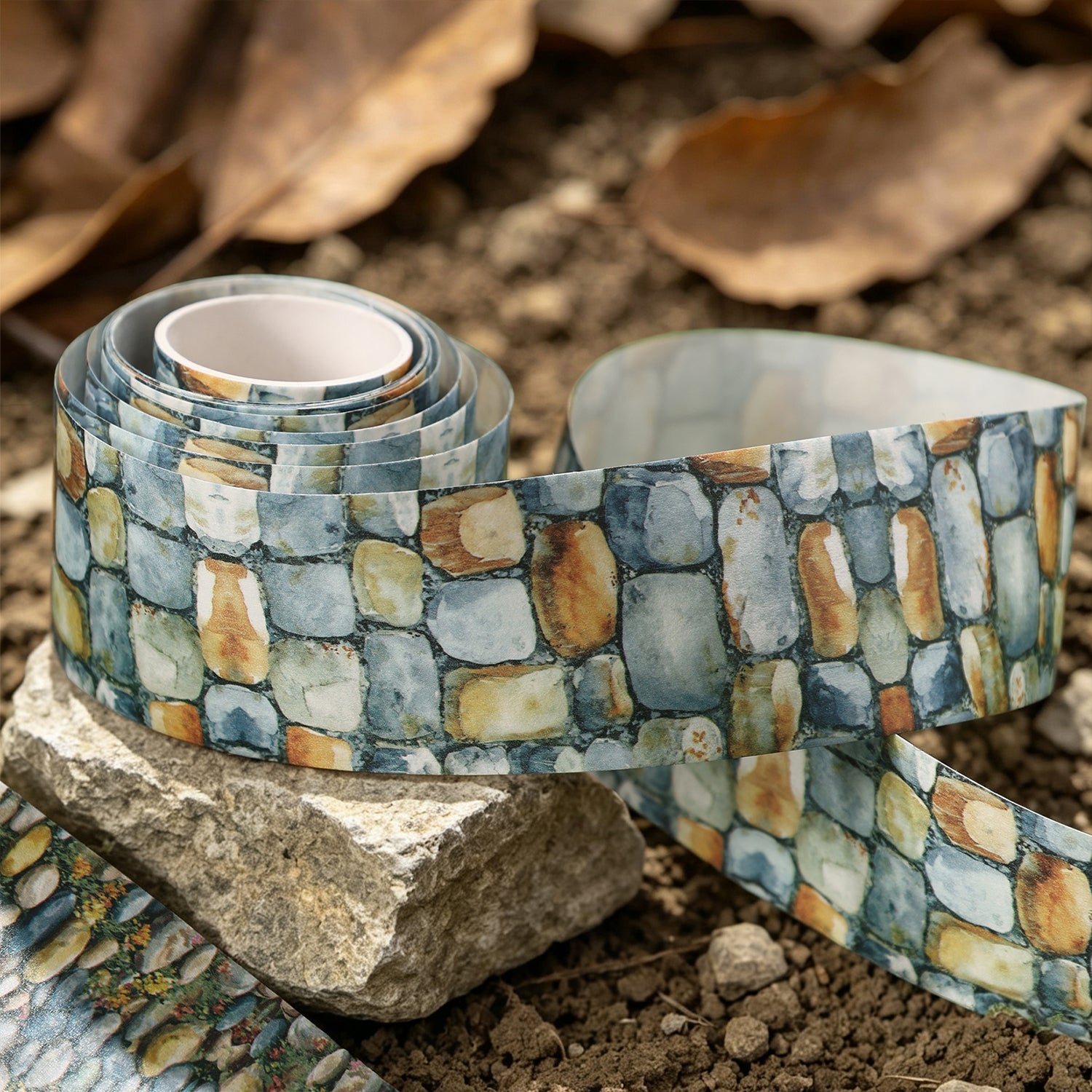 Stone path scenery tape for planner pages and gift wrapping