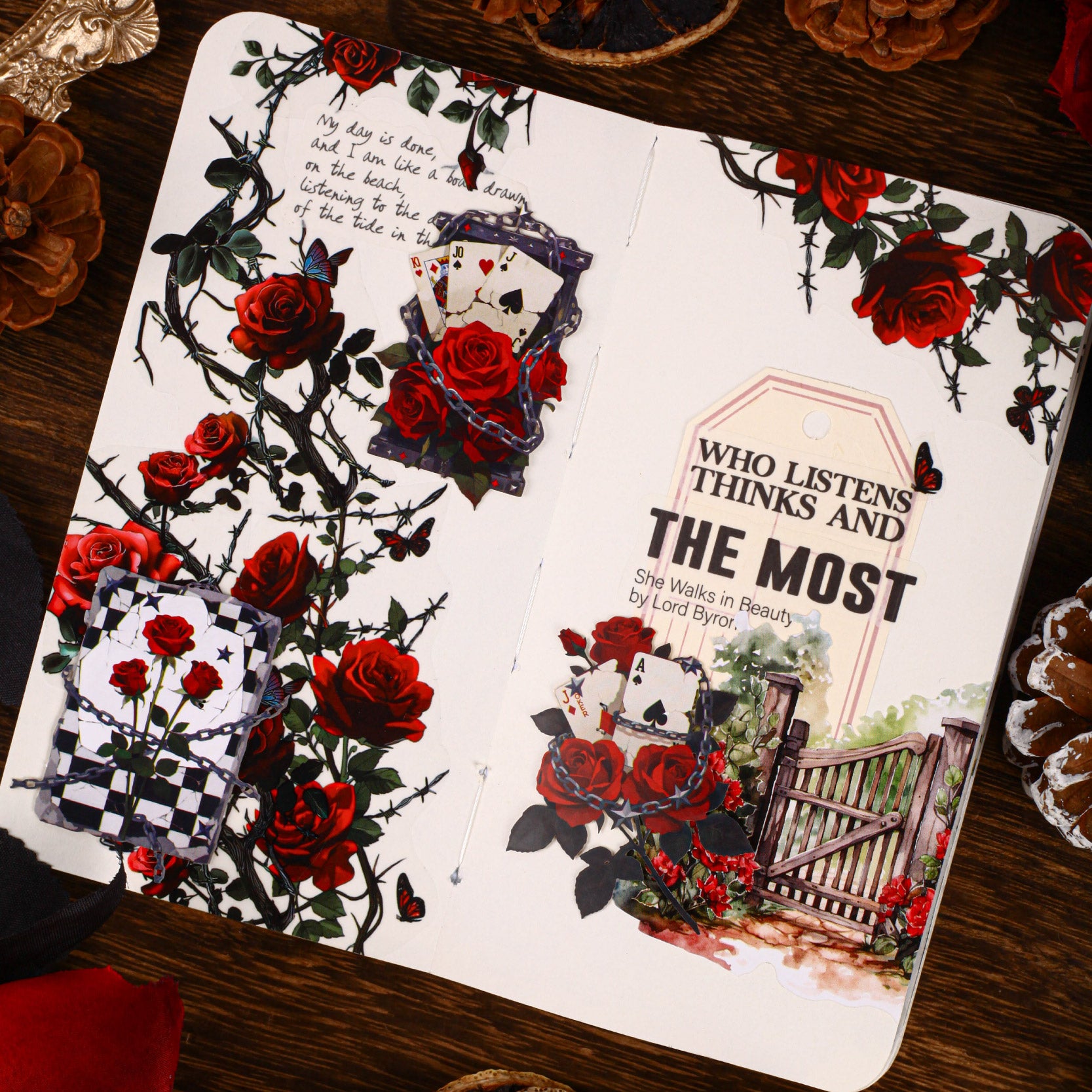 Playing Card Floral Theme Stickers for journaling and scrapbooking