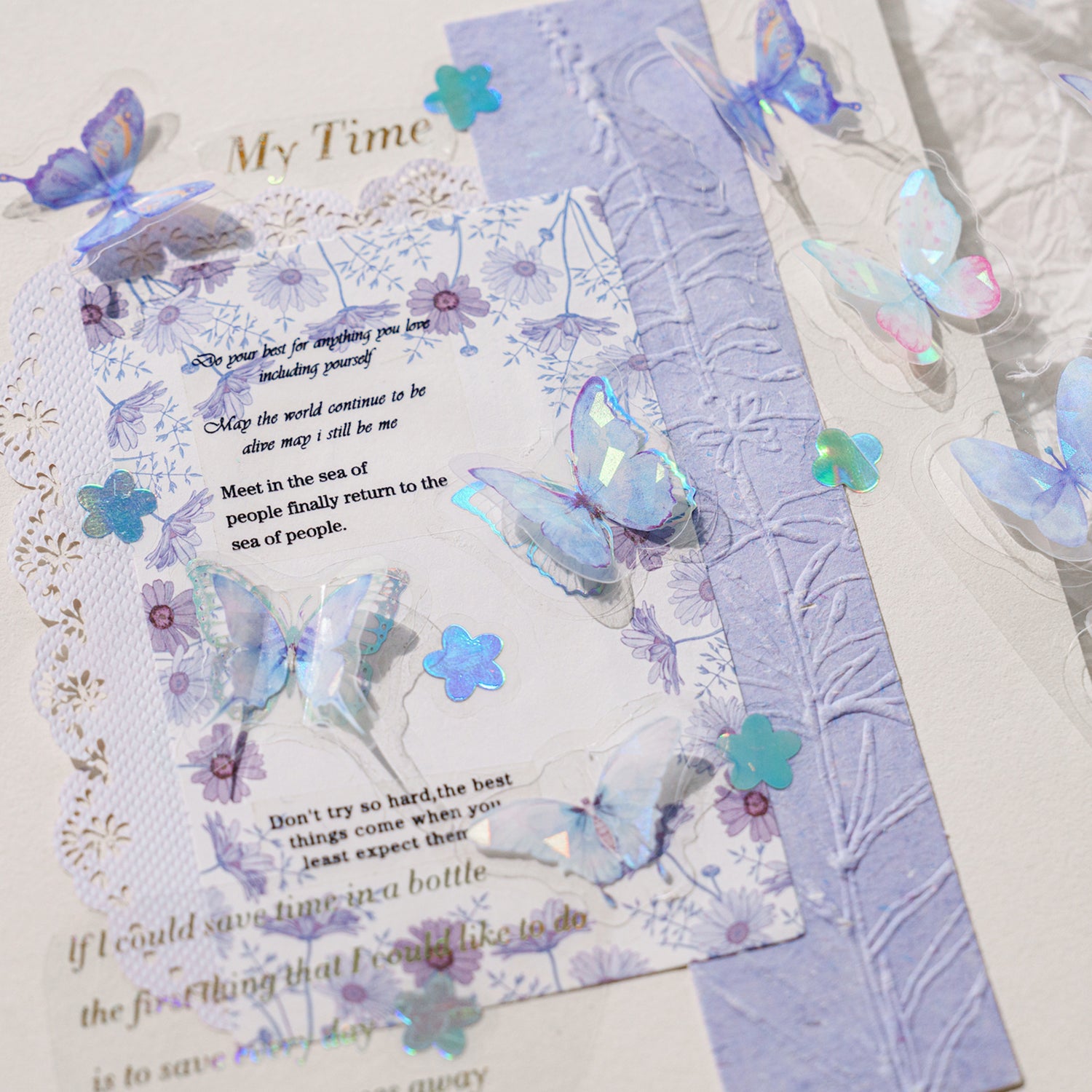 Double Layer Hot Stamping Butterfly PET Sticker