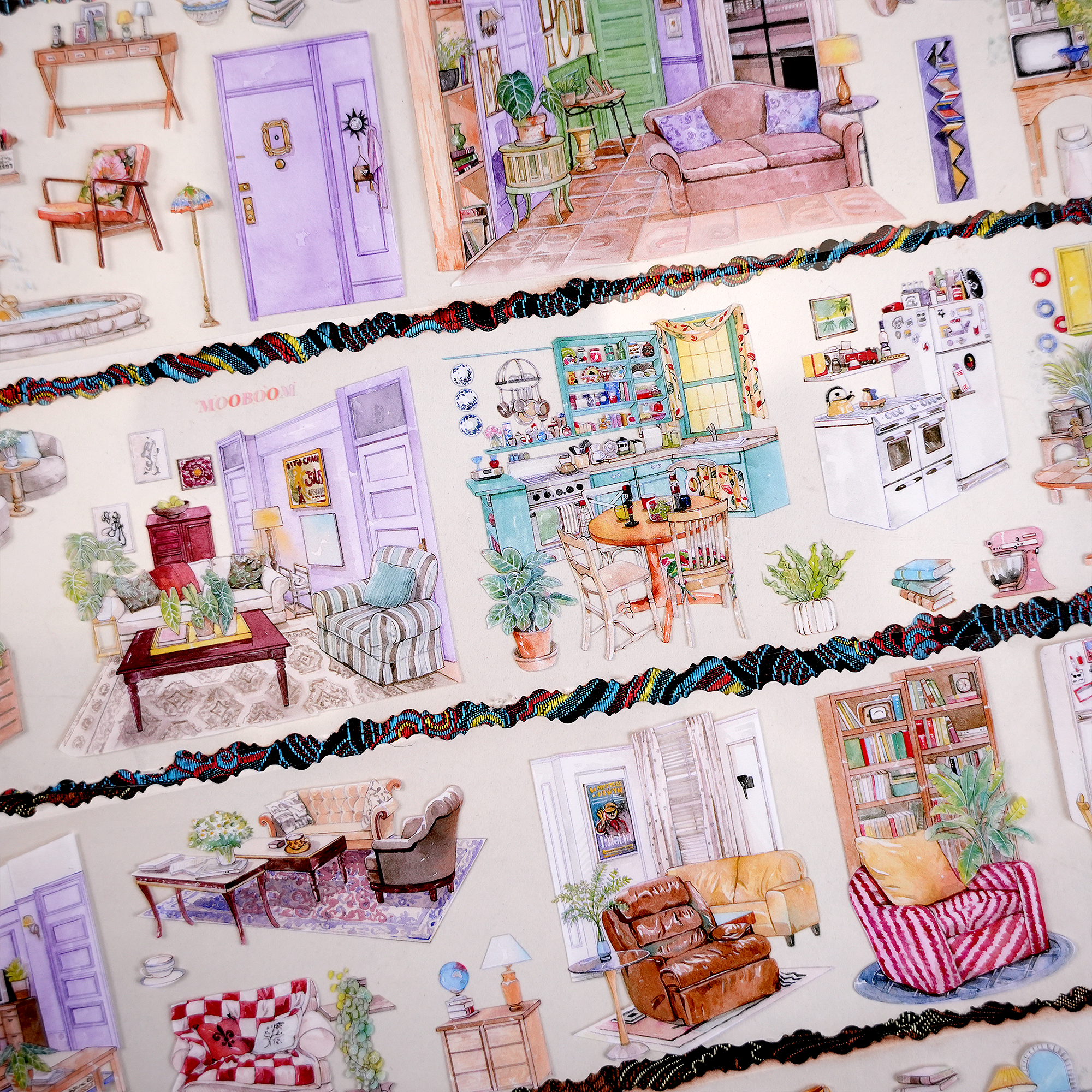 【MOOBOOM】Monica's Apartment Indoor View Pre-cut Crystal Foil PET Tape